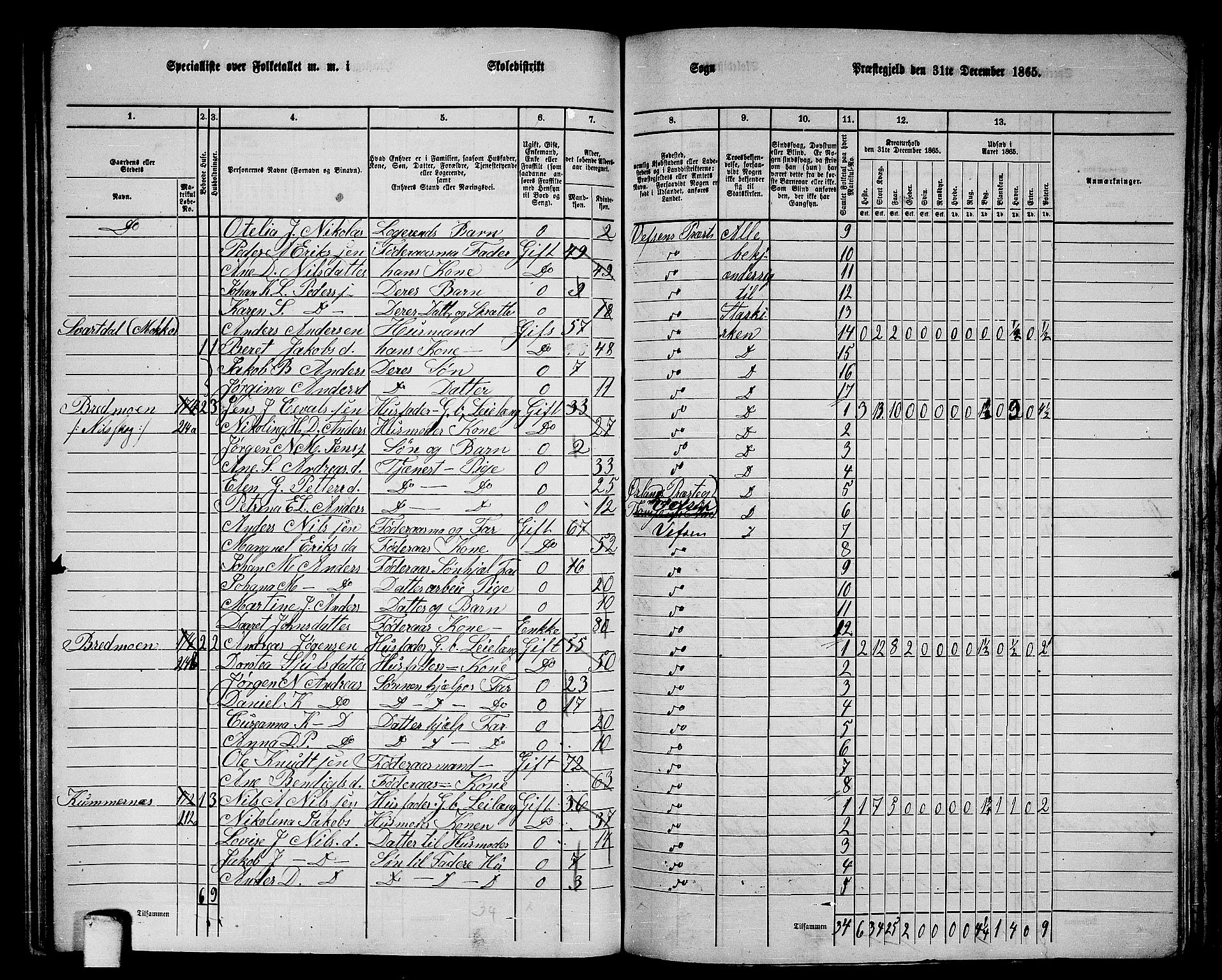 RA, 1865 census for Vefsn, 1865, p. 162