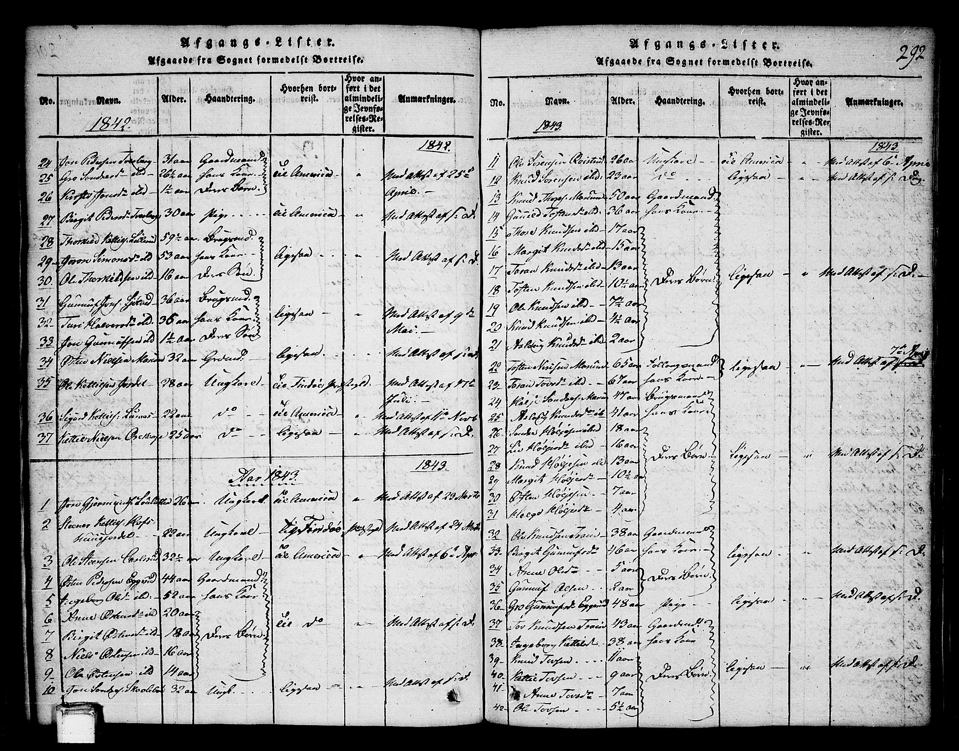 Tinn kirkebøker, SAKO/A-308/G/Ga/L0001: Parish register (copy) no. I 1, 1815-1850, p. 292