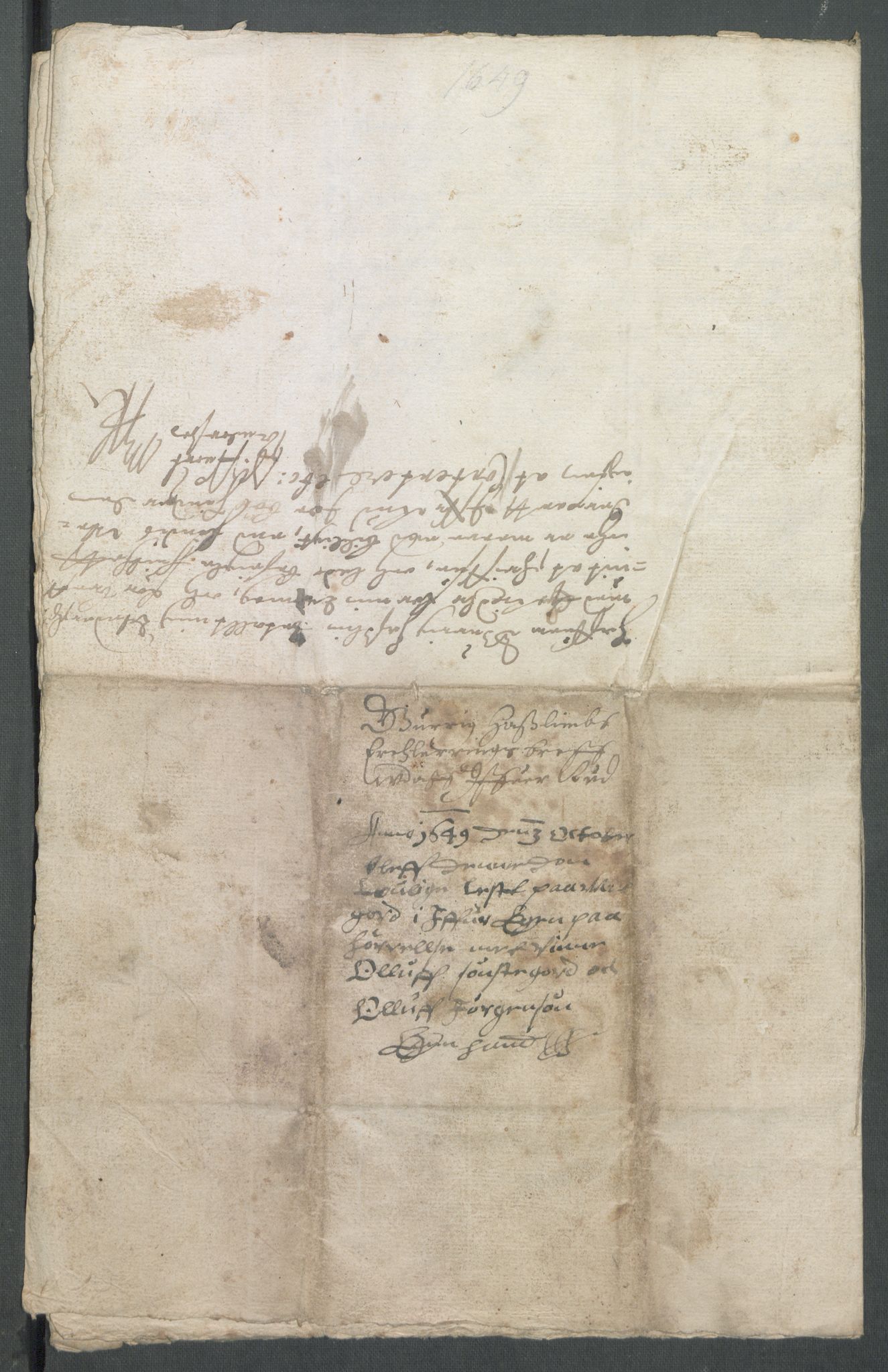 Riksarkivets diplomsamling, AV/RA-EA-5965/F02/L0162: Dokumenter, 1649, p. 54