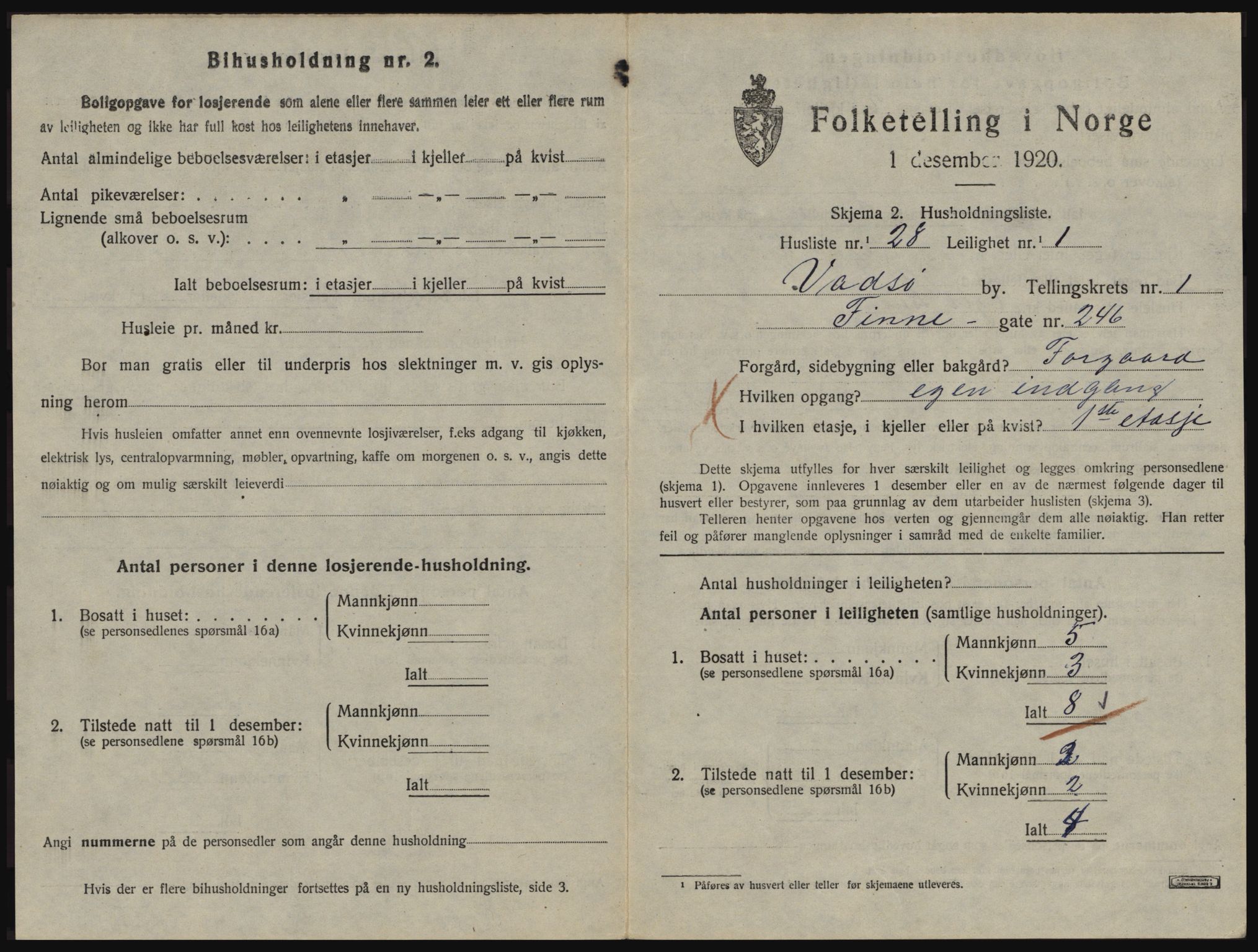 SATØ, 1920 census for Vadsø, 1920, p. 650