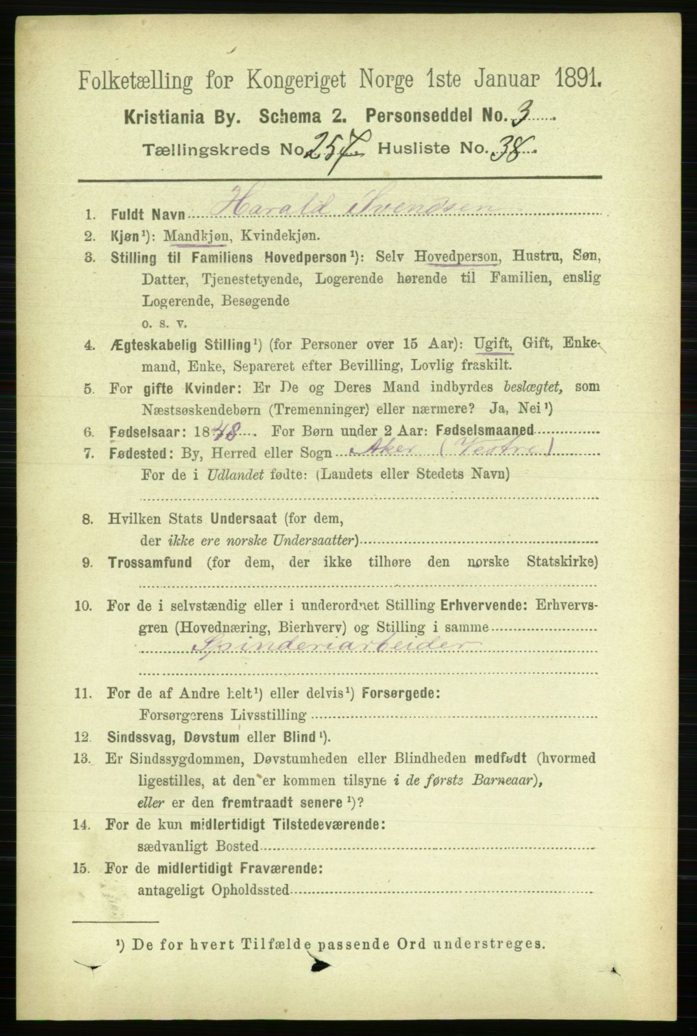 RA, 1891 census for 0301 Kristiania, 1891, p. 157066
