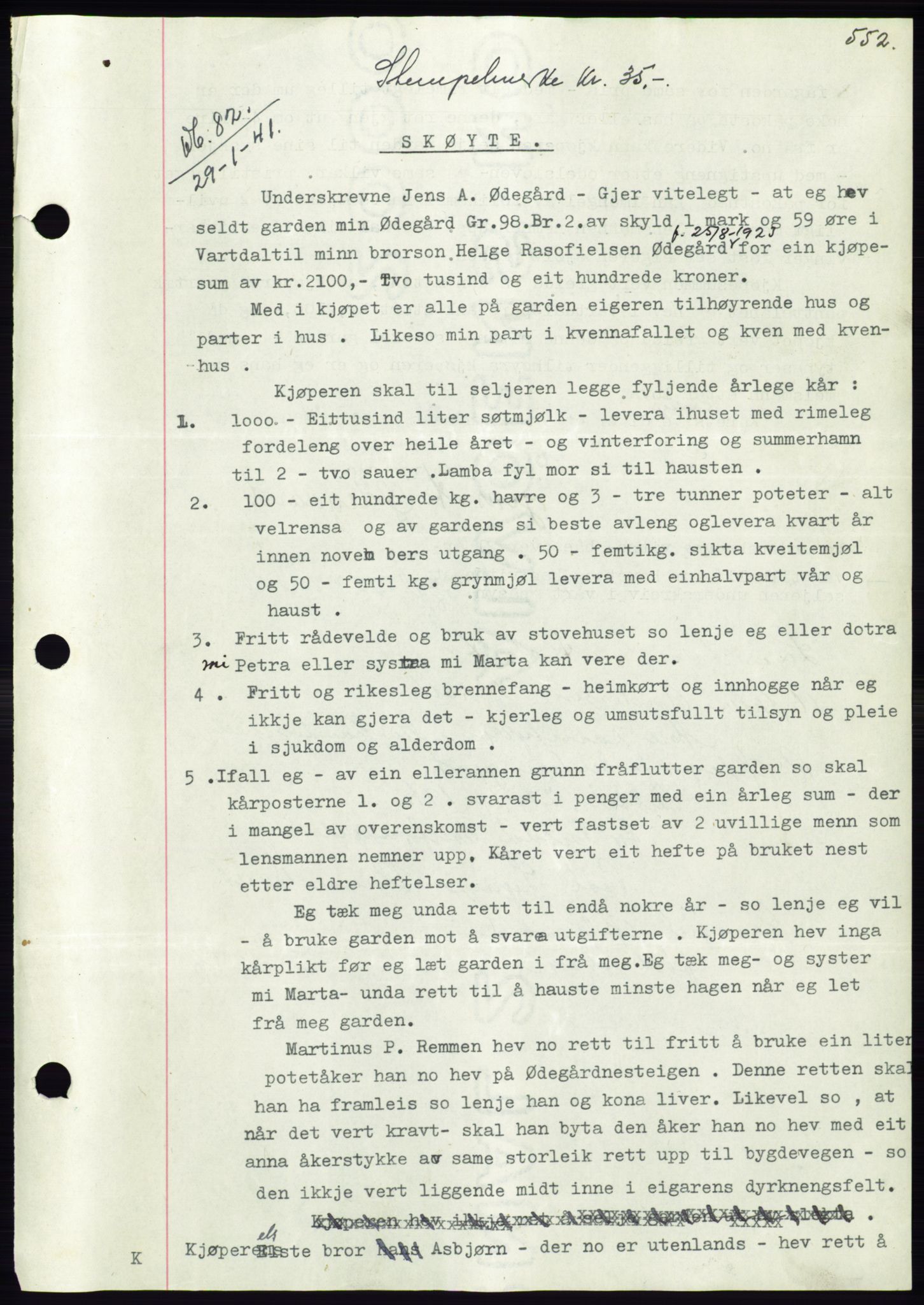 Søre Sunnmøre sorenskriveri, AV/SAT-A-4122/1/2/2C/L0070: Mortgage book no. 64, 1940-1941, Diary no: : 82/1941