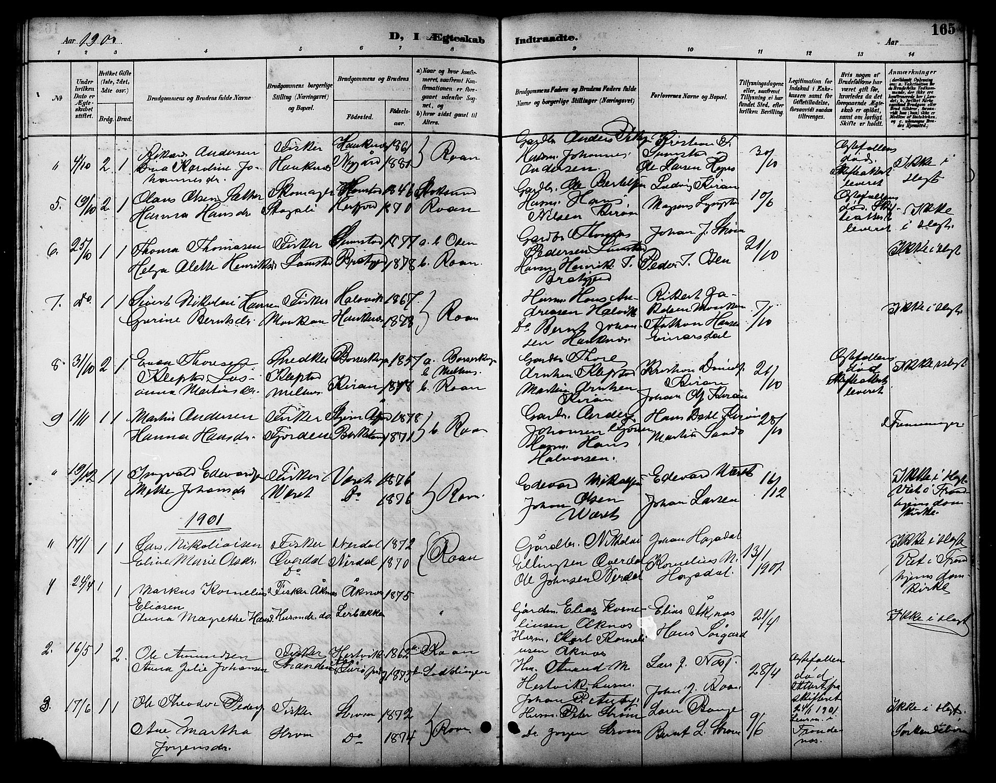 Ministerialprotokoller, klokkerbøker og fødselsregistre - Sør-Trøndelag, SAT/A-1456/657/L0716: Parish register (copy) no. 657C03, 1889-1904, p. 165