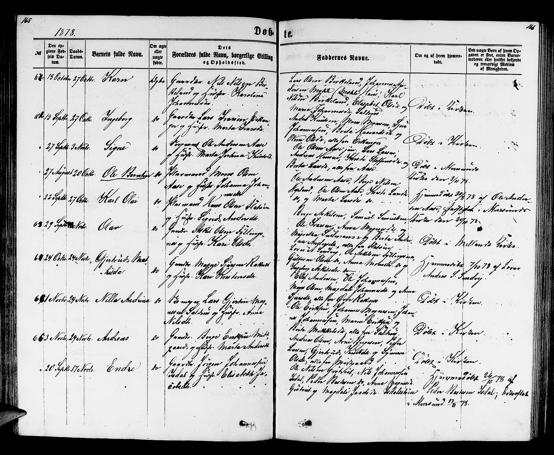 Hamre sokneprestembete, SAB/A-75501/H/Ha/Hab: Parish register (copy) no. B 2, 1863-1880, p. 165-166