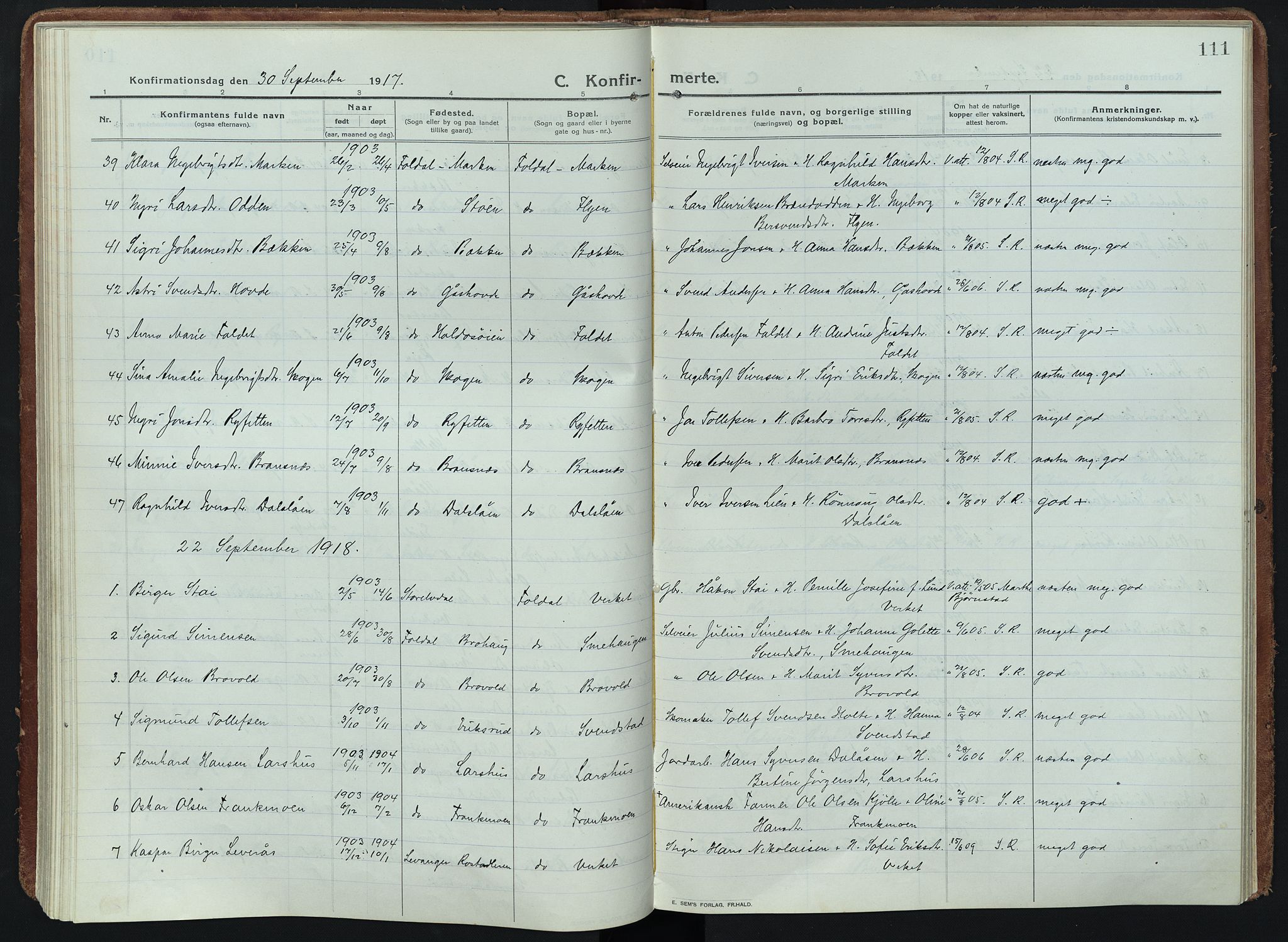 Alvdal prestekontor, SAH/PREST-060/H/Ha/Haa/L0005: Parish register (official) no. 5, 1913-1930, p. 111