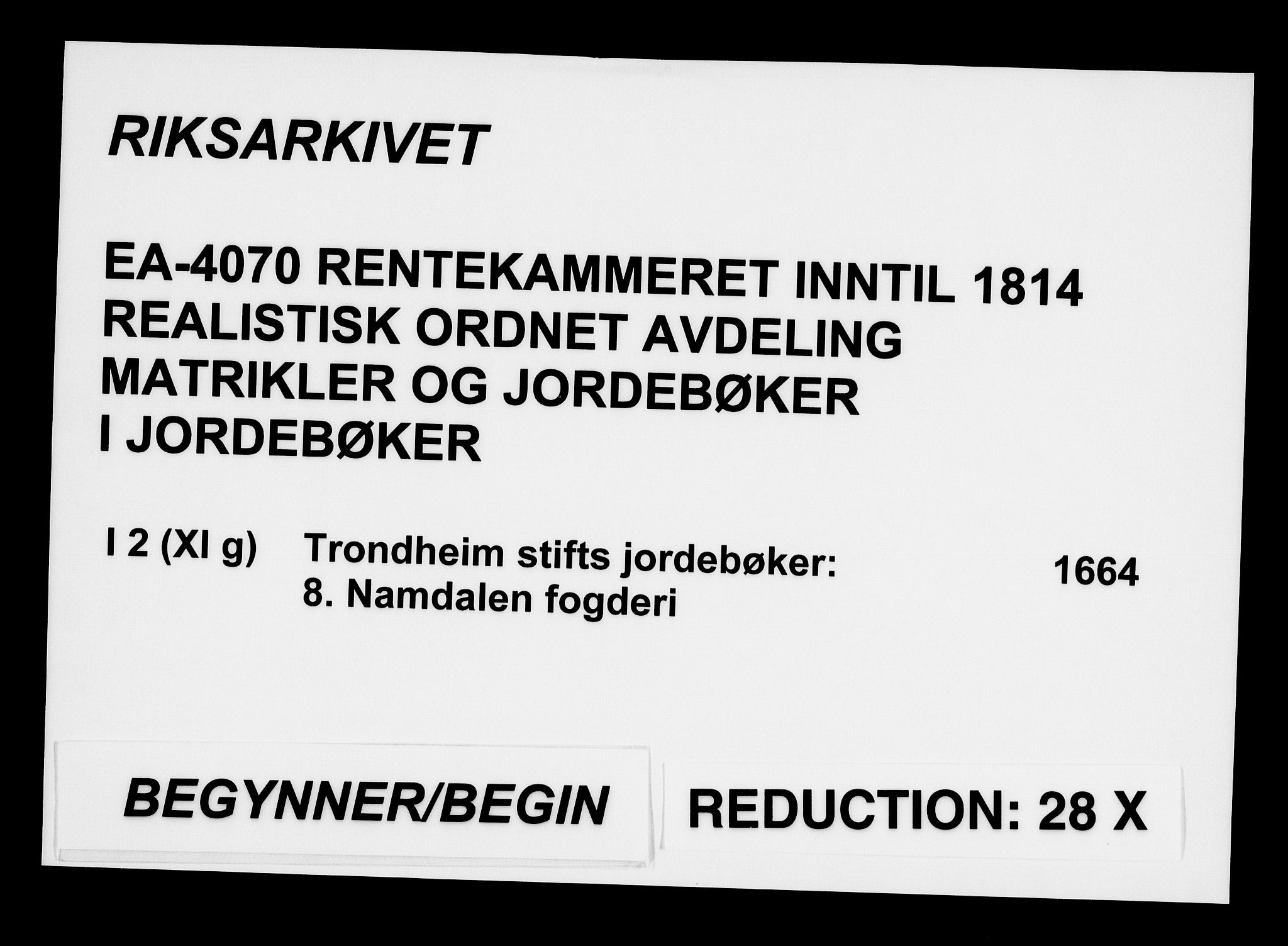 Rentekammeret inntil 1814, Realistisk ordnet avdeling, AV/RA-EA-4070/N/Na/L0002/0008: [XI g]: Trondheims stifts jordebøker: / Namdalen fogderi, 1664