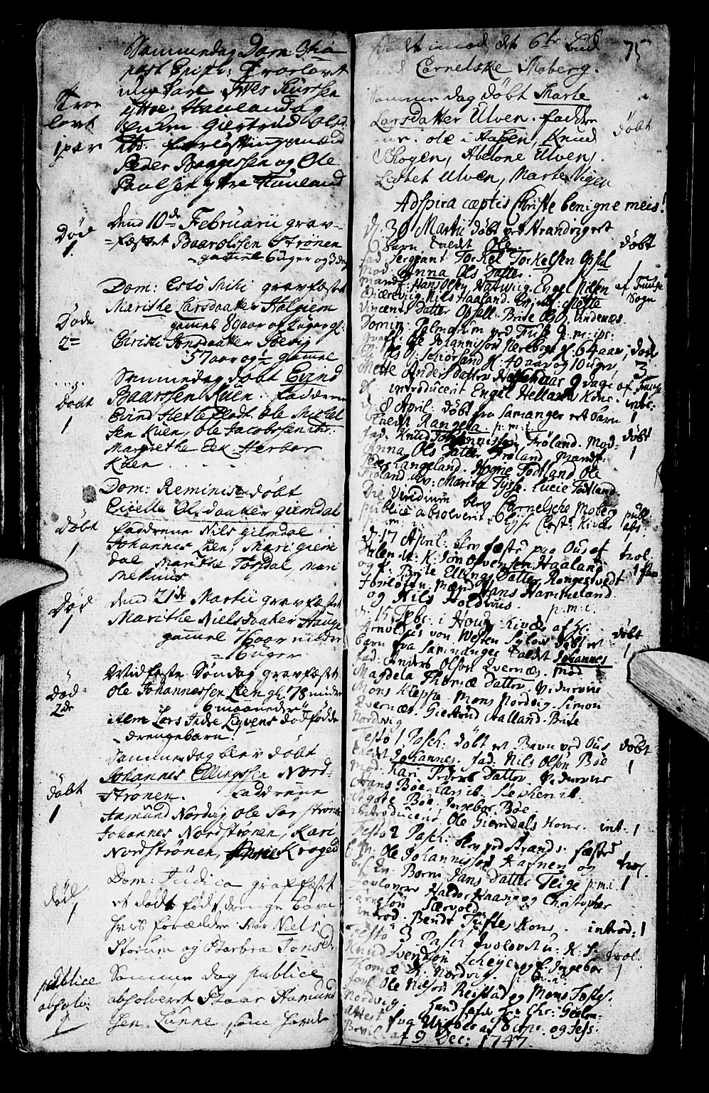Os sokneprestembete, SAB/A-99929: Parish register (official) no. A 2, 1723-1758, p. 75