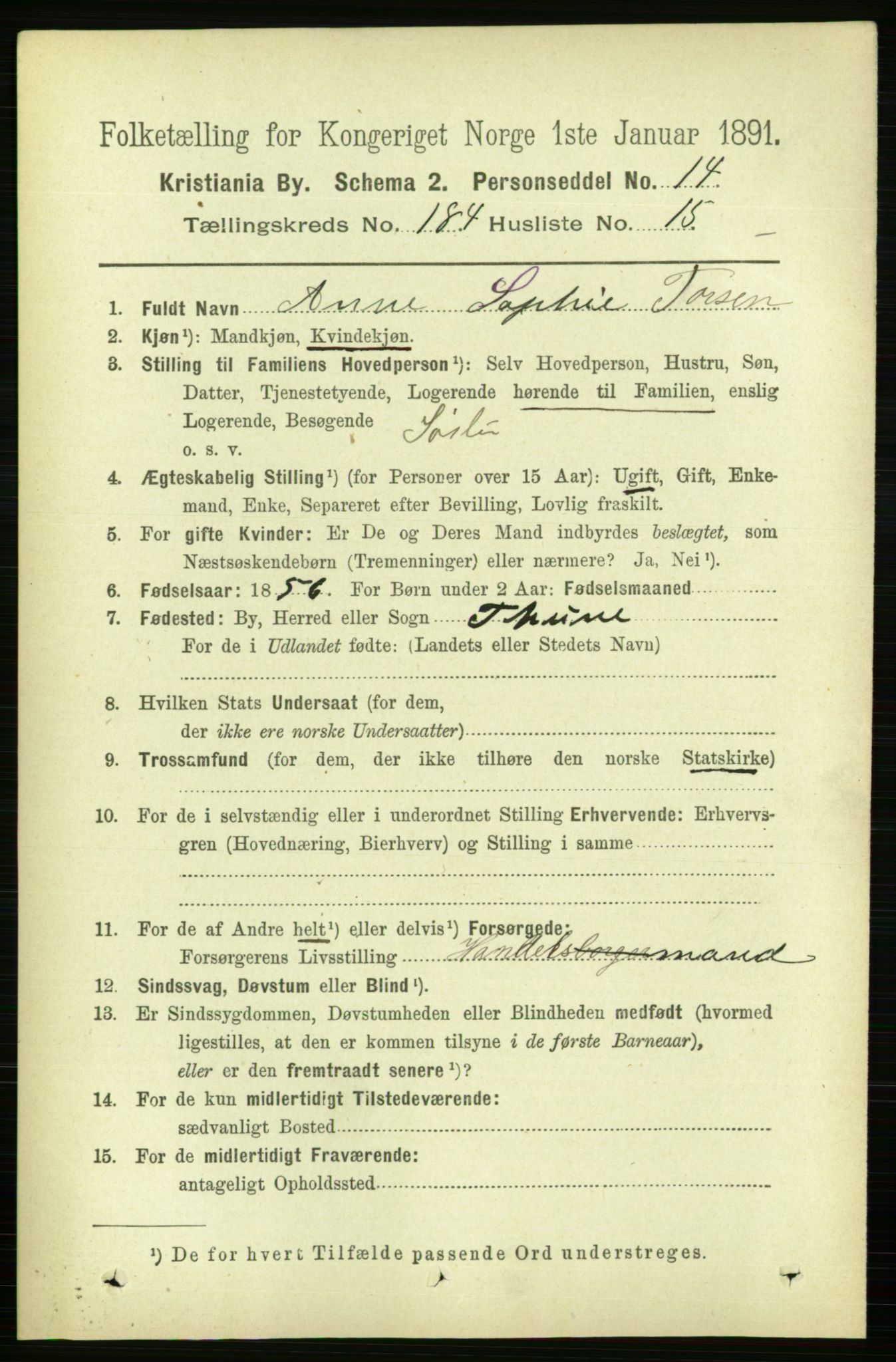RA, 1891 census for 0301 Kristiania, 1891, p. 110639