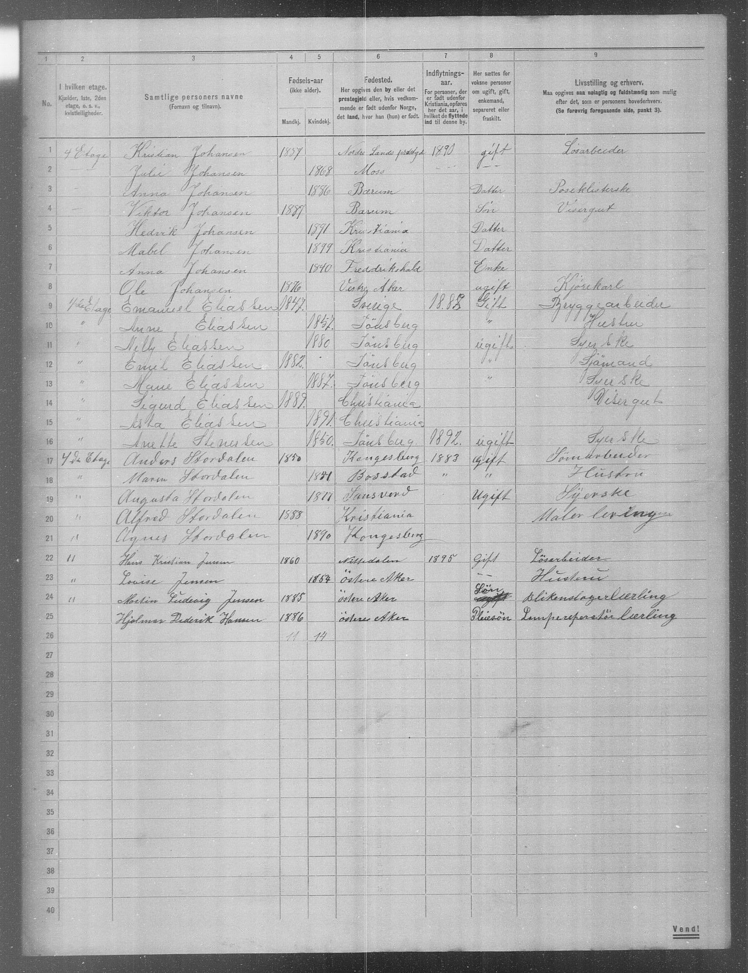 OBA, Municipal Census 1904 for Kristiania, 1904, p. 1850