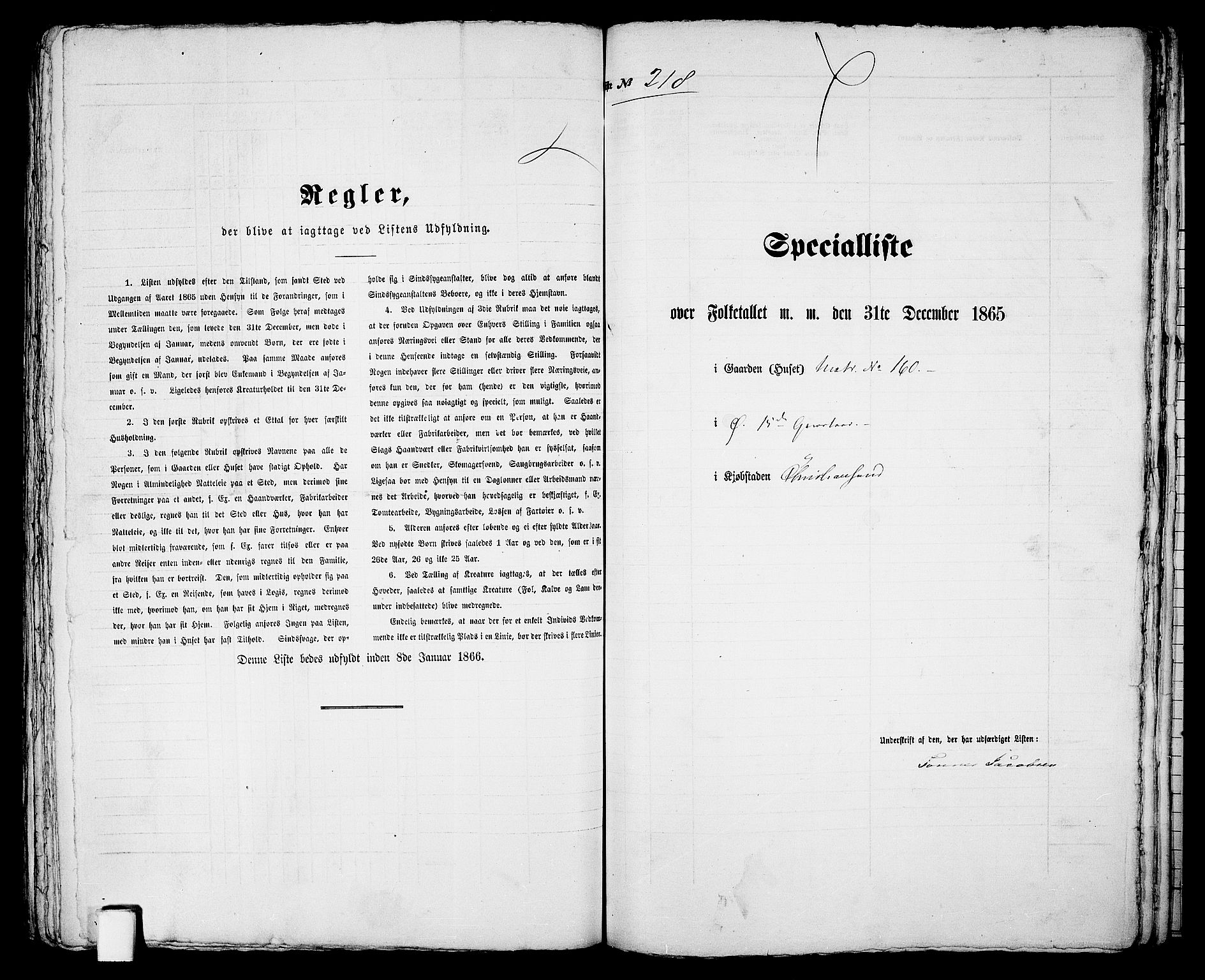 RA, 1865 census for Kristiansand, 1865, p. 451