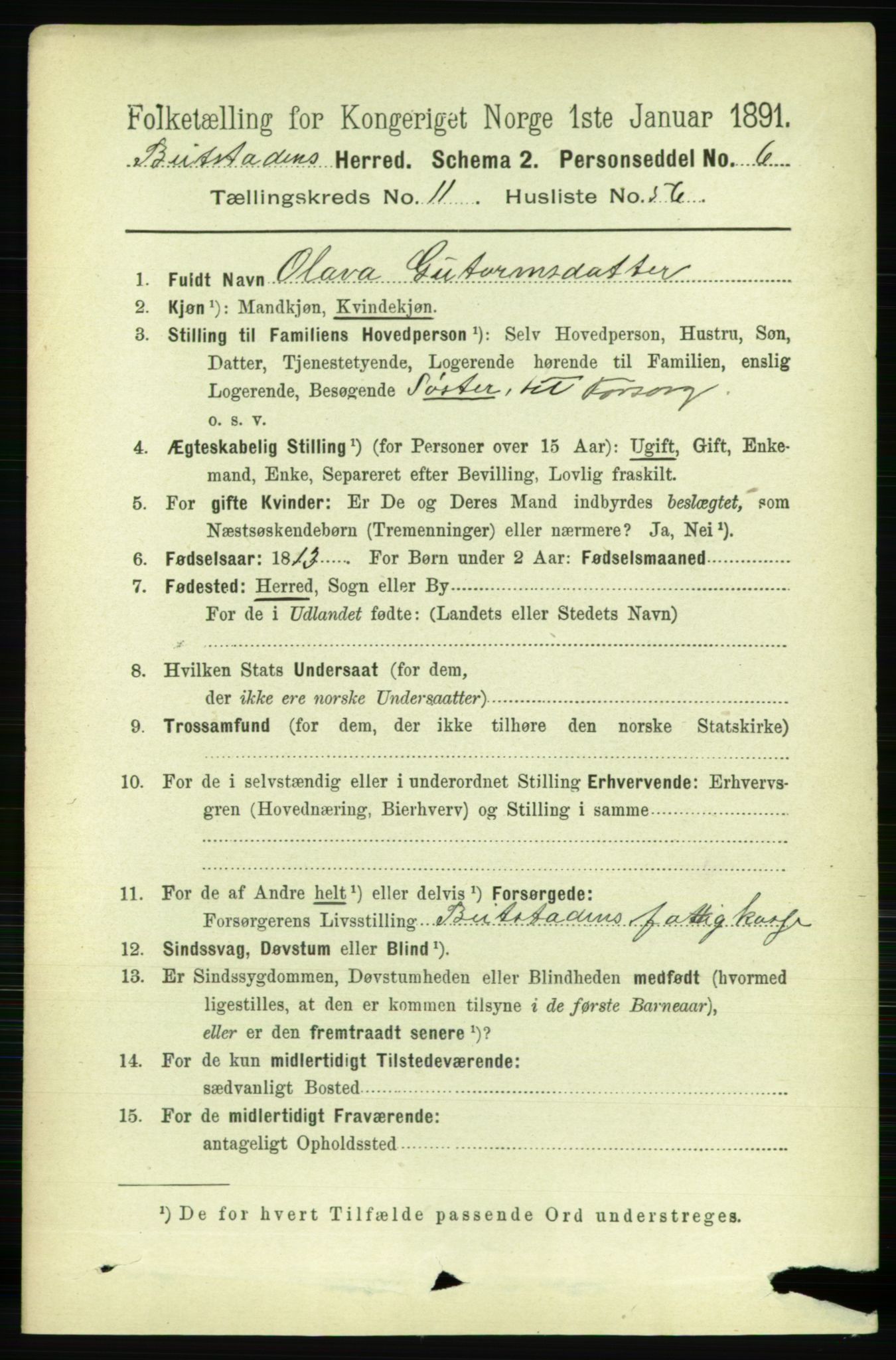 RA, 1891 census for 1727 Beitstad, 1891, p. 3323