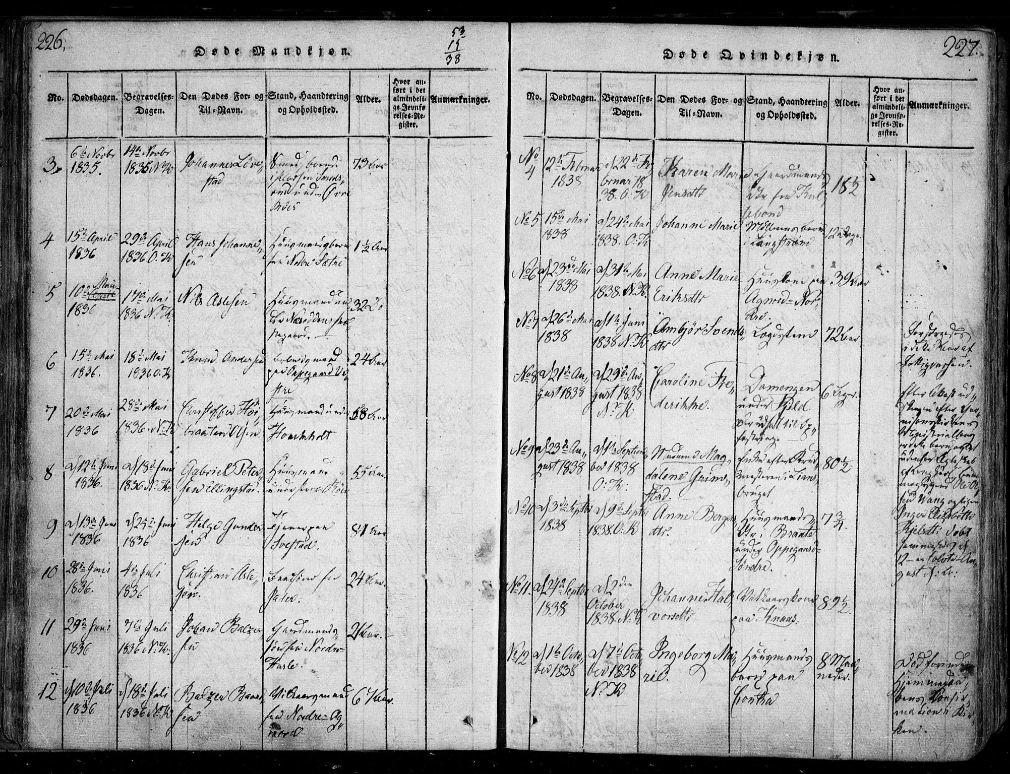 Nesodden prestekontor Kirkebøker, SAO/A-10013/F/Fa/L0006: Parish register (official) no. I 6, 1814-1847, p. 226-227