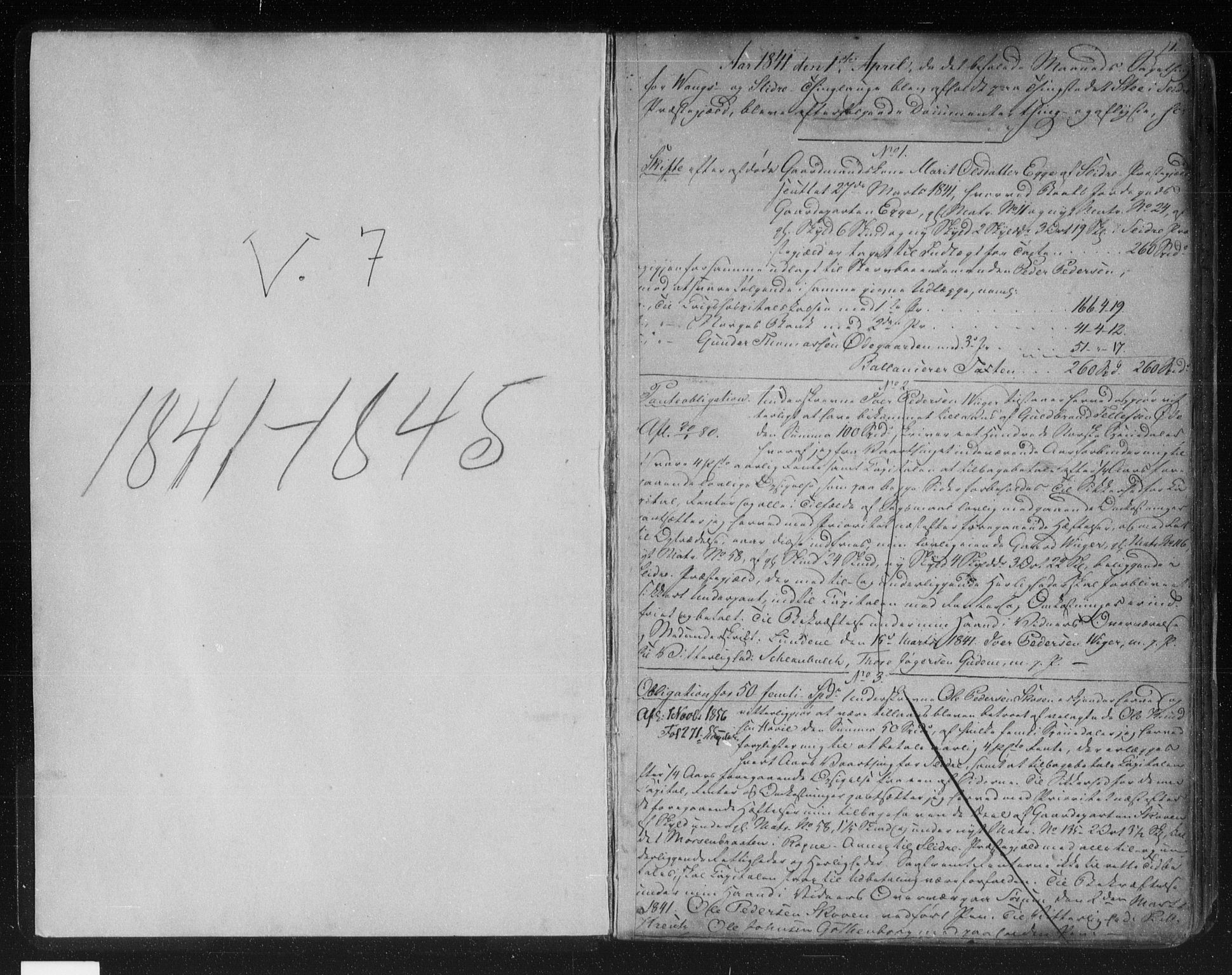 Valdres sorenskriveri, SAH/TING-016/H/Hb/Hba/L0007: Mortgage book no. 7, 1841-1845, p. 1