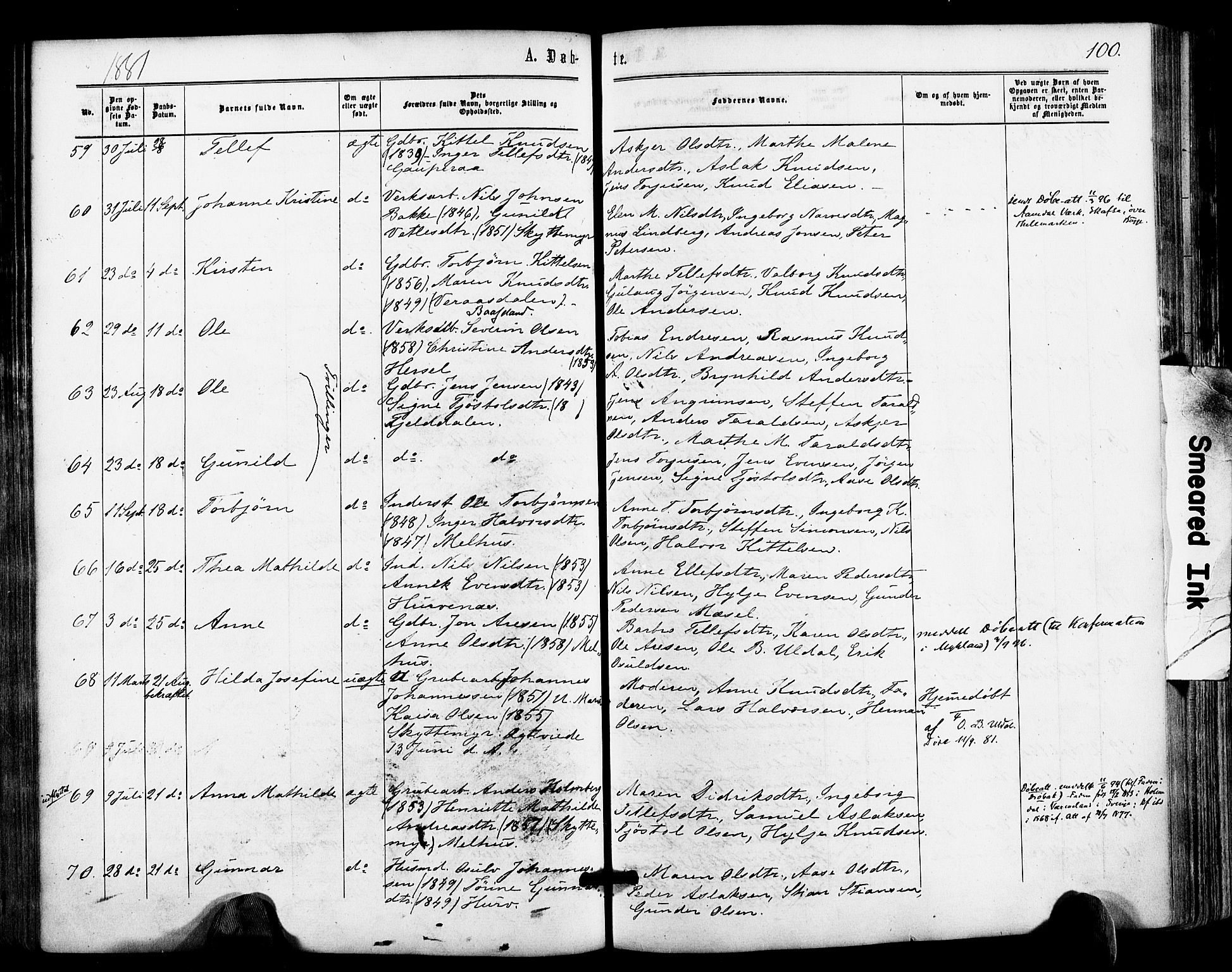 Froland sokneprestkontor, AV/SAK-1111-0013/F/Fa/L0003: Parish register (official) no. A 3, 1864-1881, p. 100