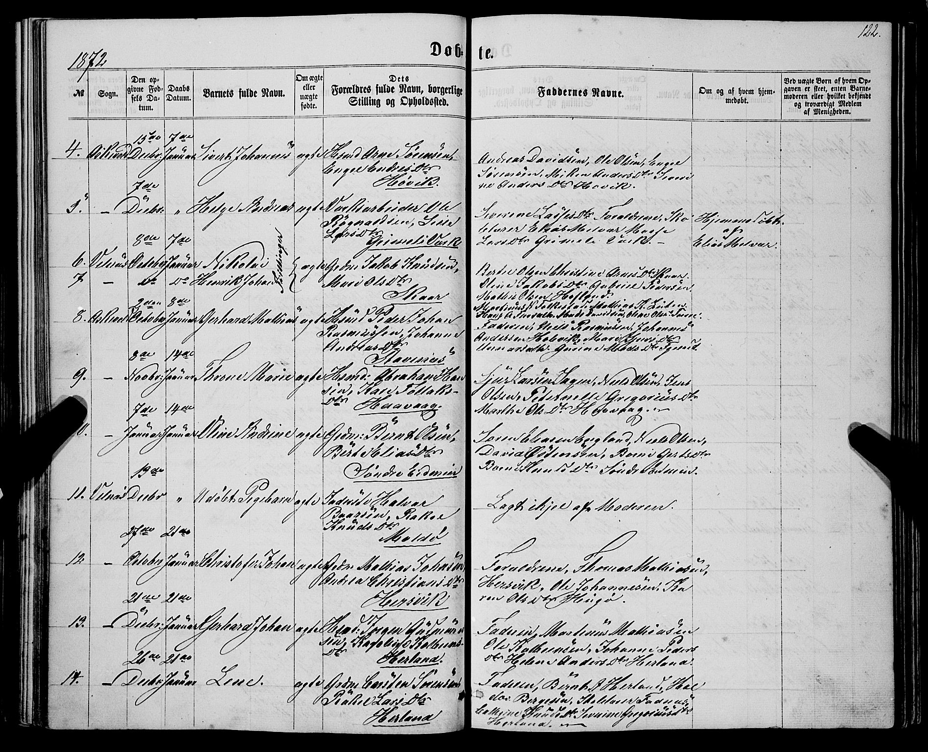 Askvoll sokneprestembete, SAB/A-79501/H/Haa/Haaa/L0012: Parish register (official) no. A 12, 1859-1878, p. 122