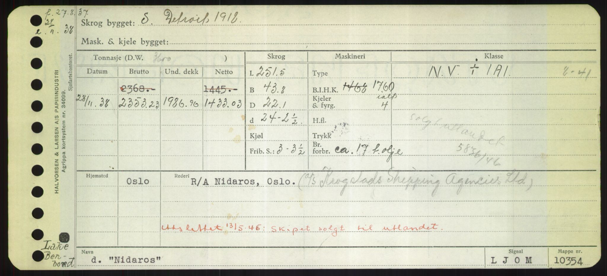 Sjøfartsdirektoratet med forløpere, Skipsmålingen, RA/S-1627/H/Hd/L0026: Fartøy, N-Norhol, p. 195