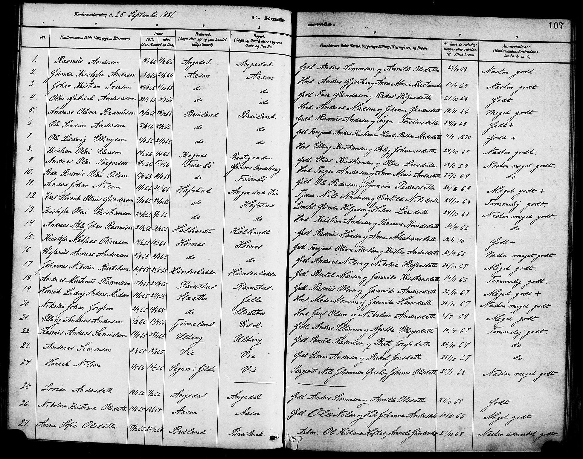 Førde sokneprestembete, SAB/A-79901/H/Haa/Haab/L0001: Parish register (official) no. B 1, 1880-1898, p. 107