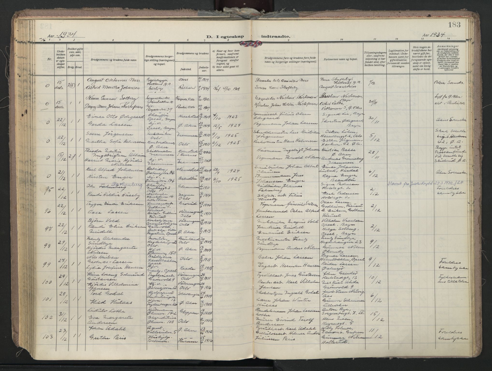 Østre Aker prestekontor Kirkebøker, SAO/A-10840/F/Fa/L0014: Parish register (official) no. I 14, 1926-1936, p. 183