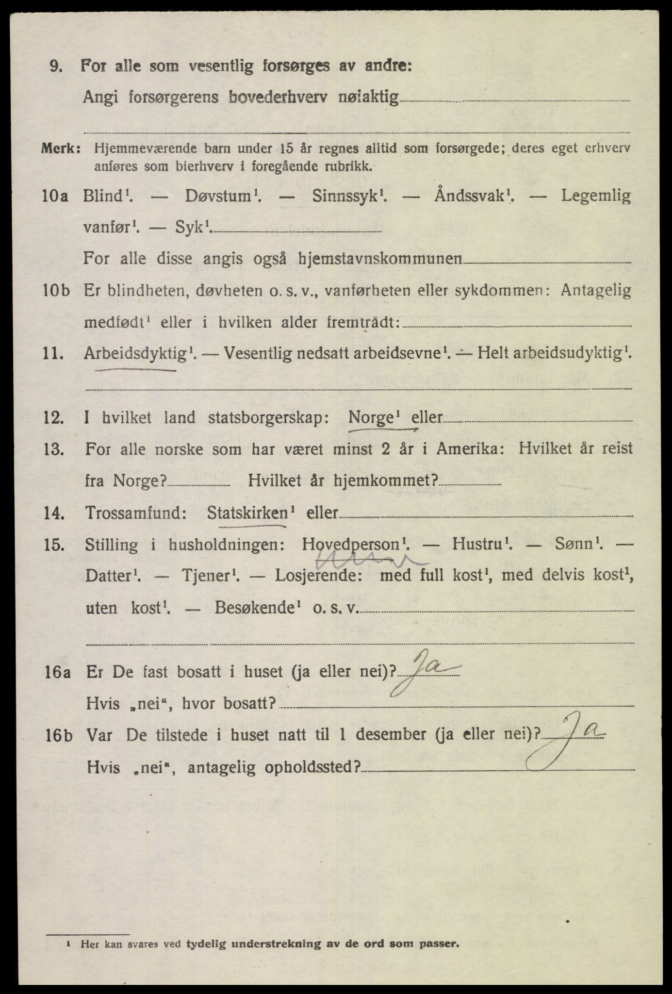 SAK, 1920 census for Hidra, 1920, p. 1165