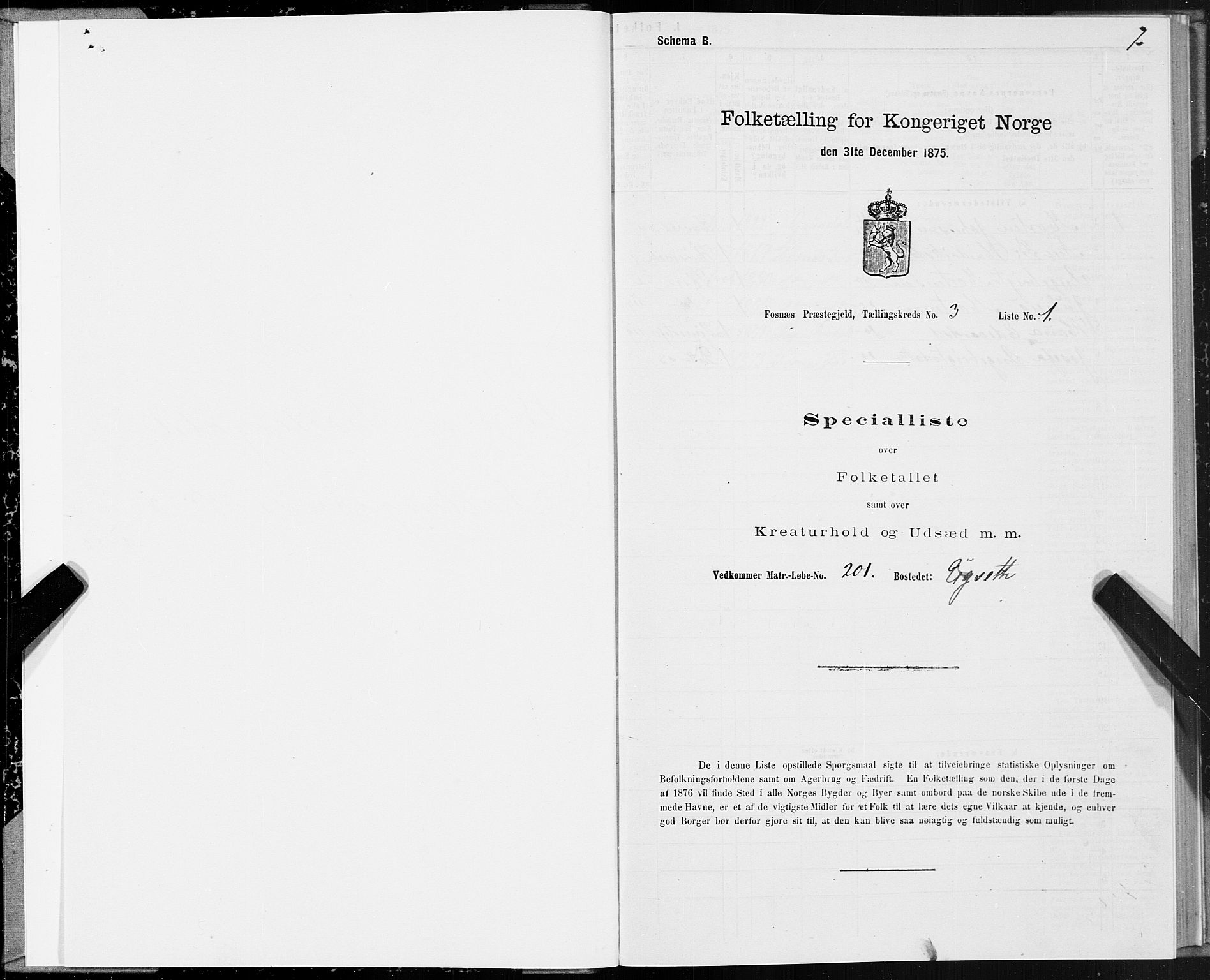 SAT, 1875 census for 1748P Fosnes, 1875, p. 2001