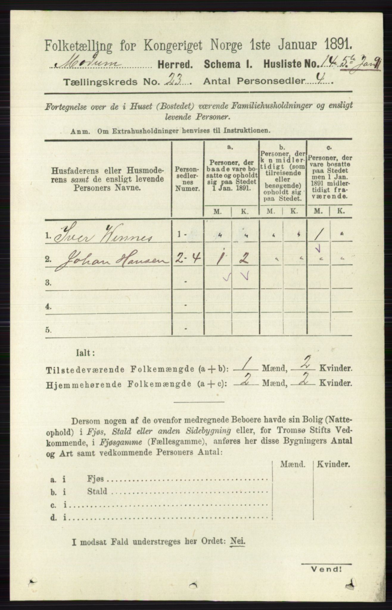 RA, 1891 census for 0623 Modum, 1891, p. 8681