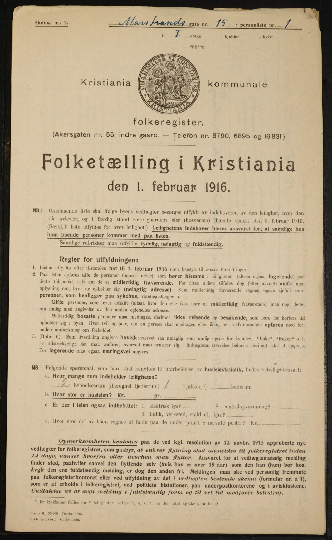 OBA, Municipal Census 1916 for Kristiania, 1916, p. 66411