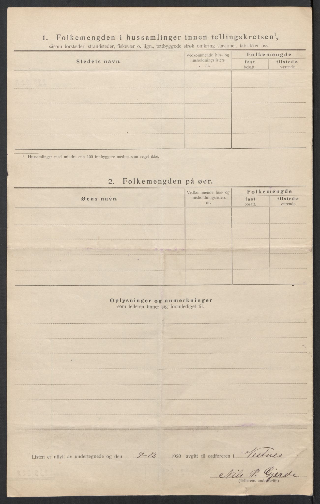 SAT, 1920 census for Vestnes, 1920, p. 27