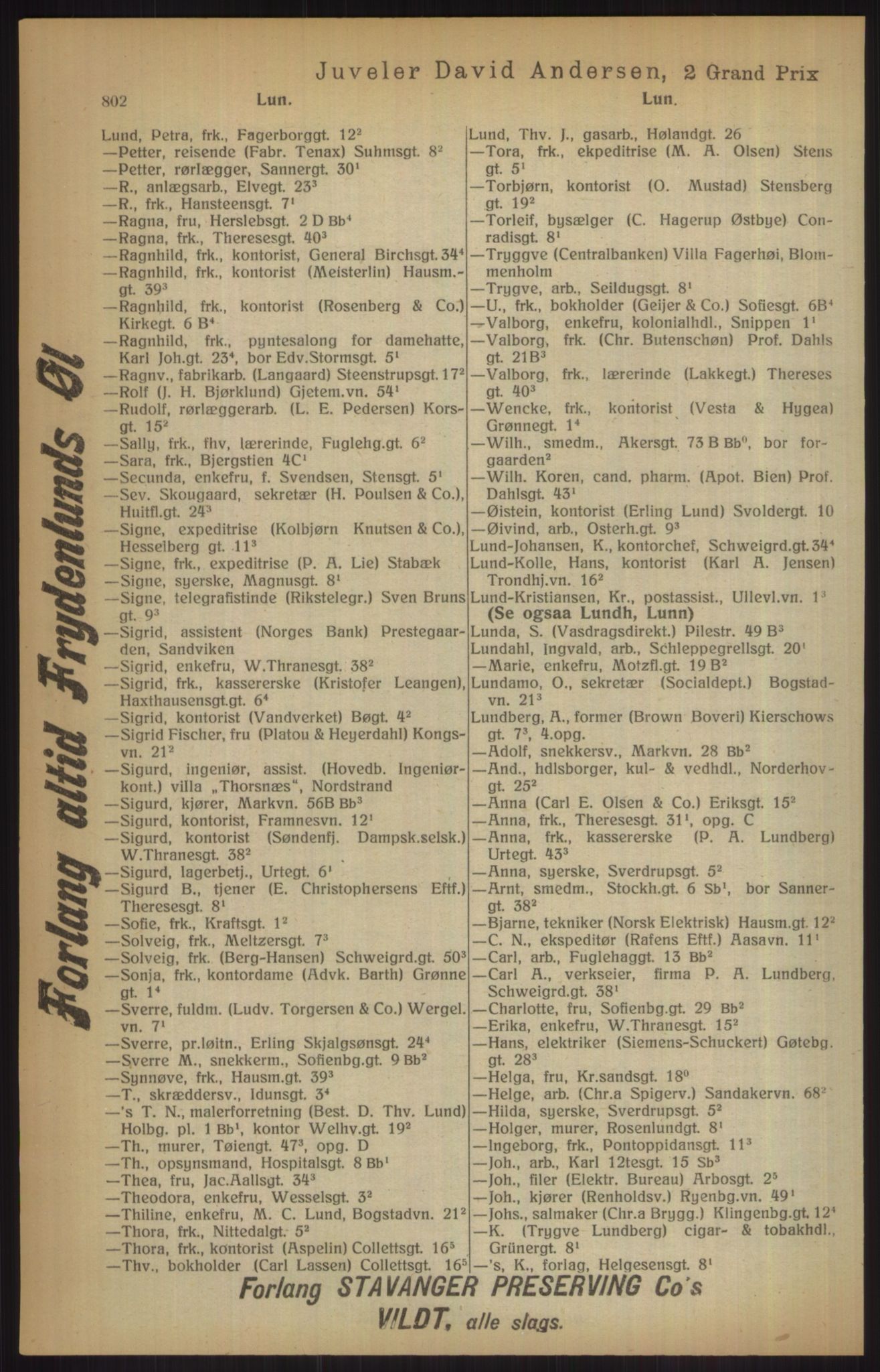 Kristiania/Oslo adressebok, PUBL/-, 1915, p. 802