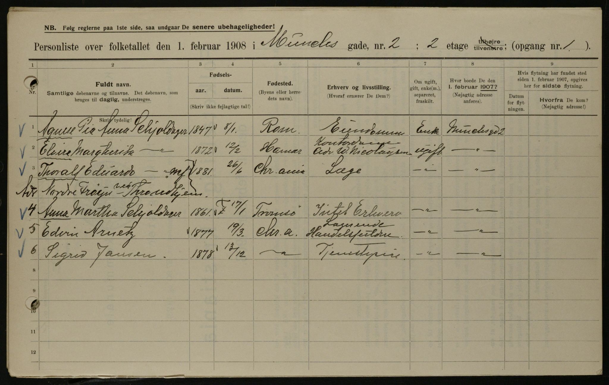 OBA, Municipal Census 1908 for Kristiania, 1908, p. 59704