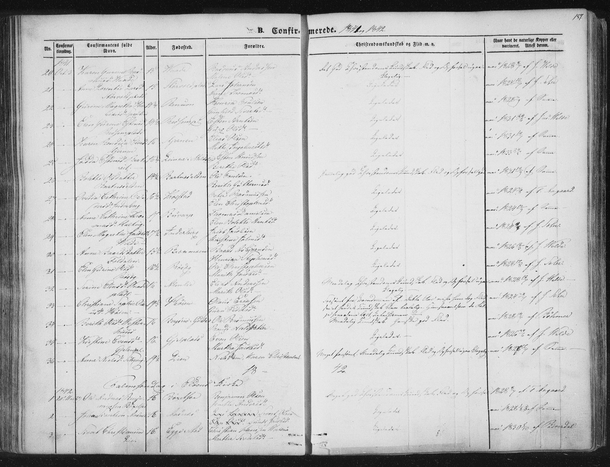 Ministerialprotokoller, klokkerbøker og fødselsregistre - Nord-Trøndelag, SAT/A-1458/741/L0392: Parish register (official) no. 741A06, 1836-1848, p. 157
