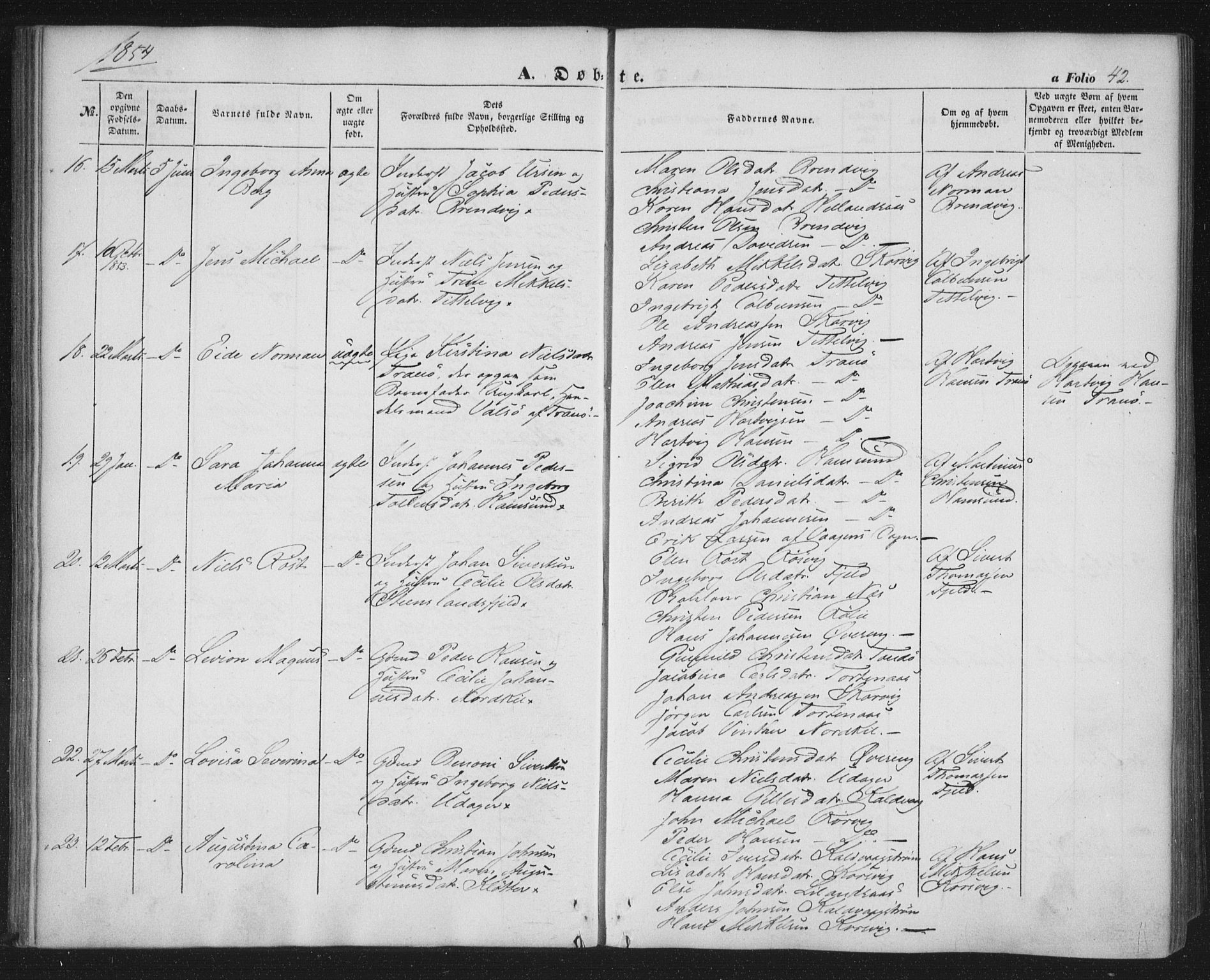 Ministerialprotokoller, klokkerbøker og fødselsregistre - Nordland, AV/SAT-A-1459/859/L0844: Parish register (official) no. 859A04, 1849-1862, p. 42