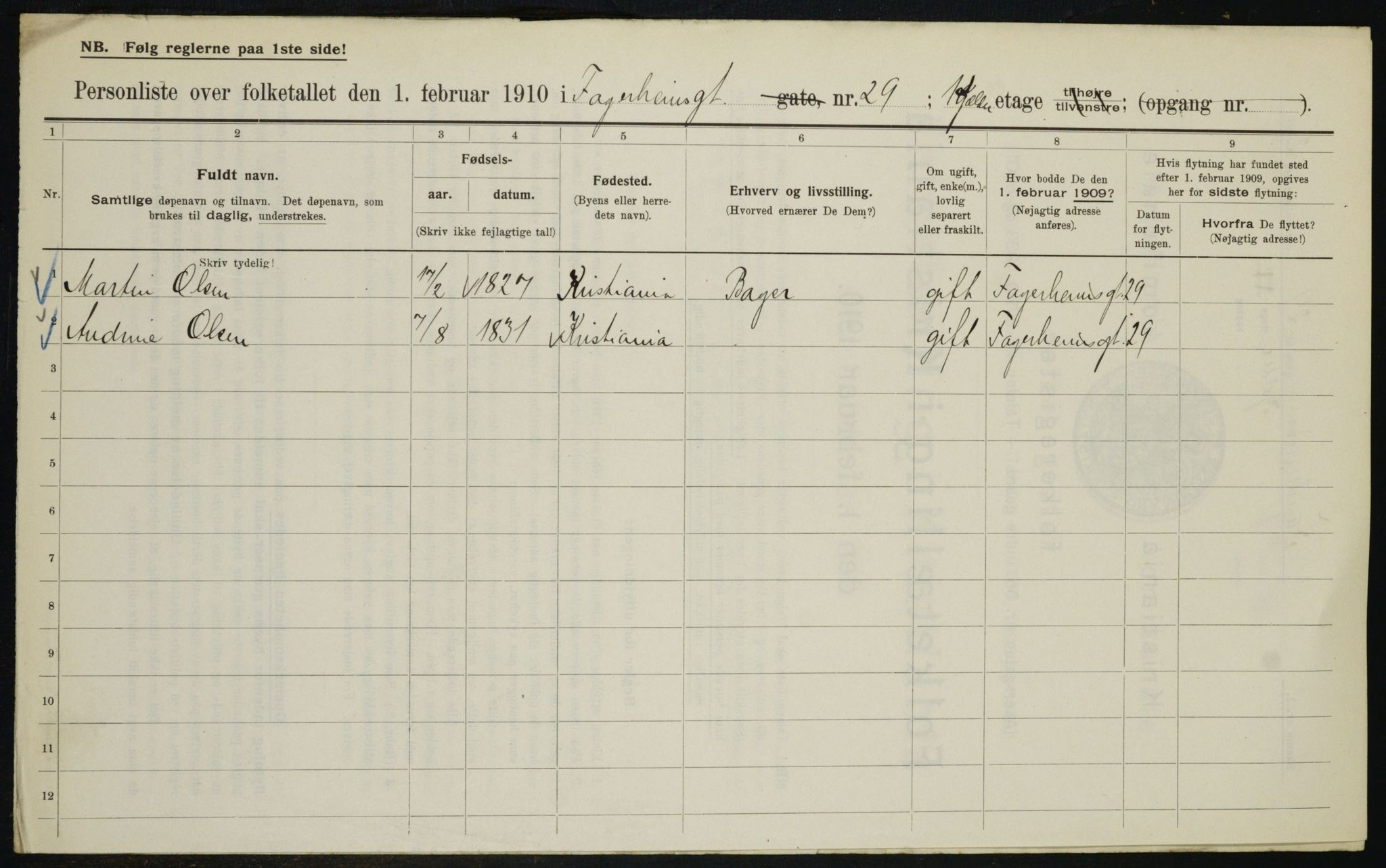 OBA, Municipal Census 1910 for Kristiania, 1910, p. 21783