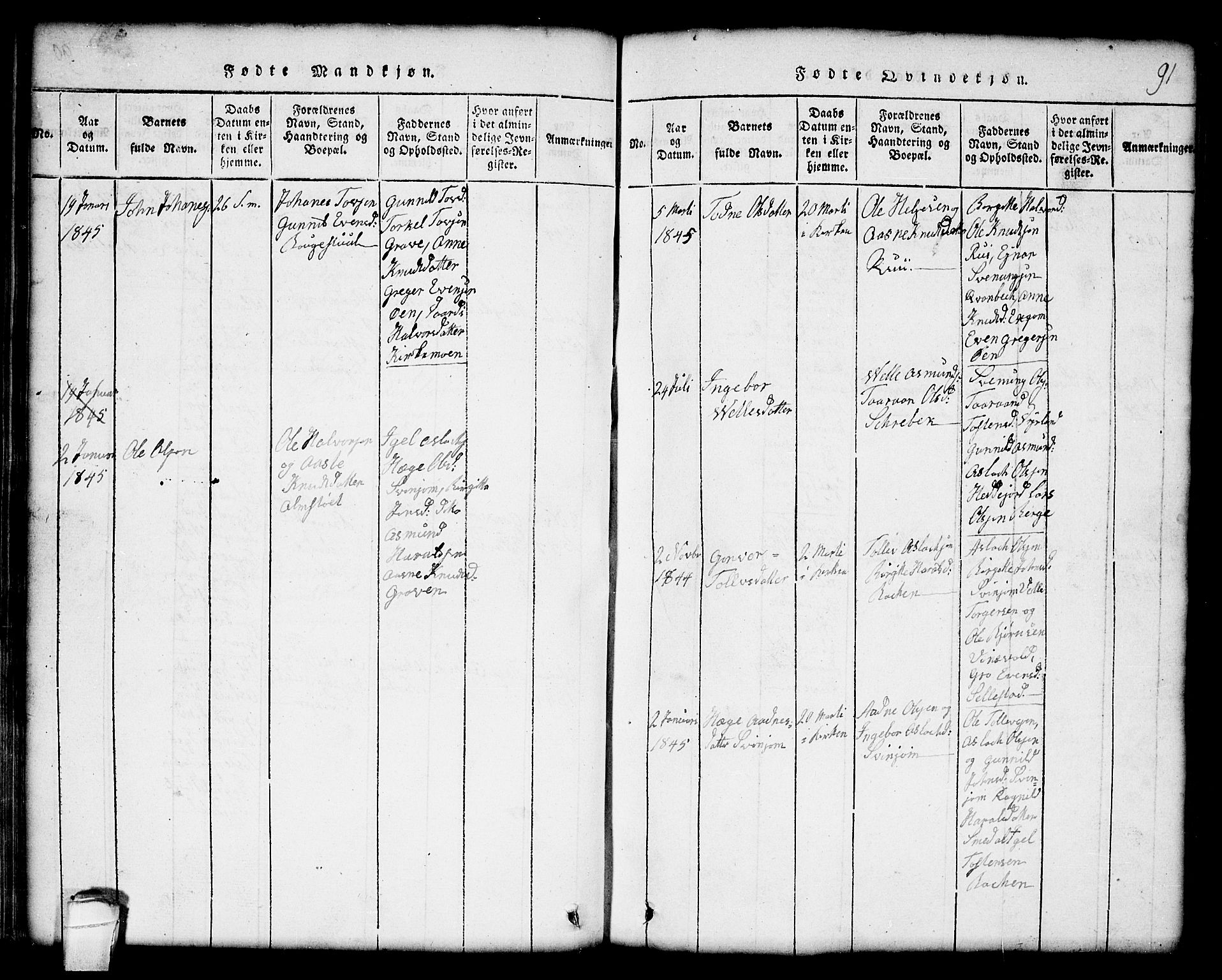 Seljord kirkebøker, SAKO/A-20/G/Gc/L0001: Parish register (copy) no. III 1, 1815-1849, p. 91