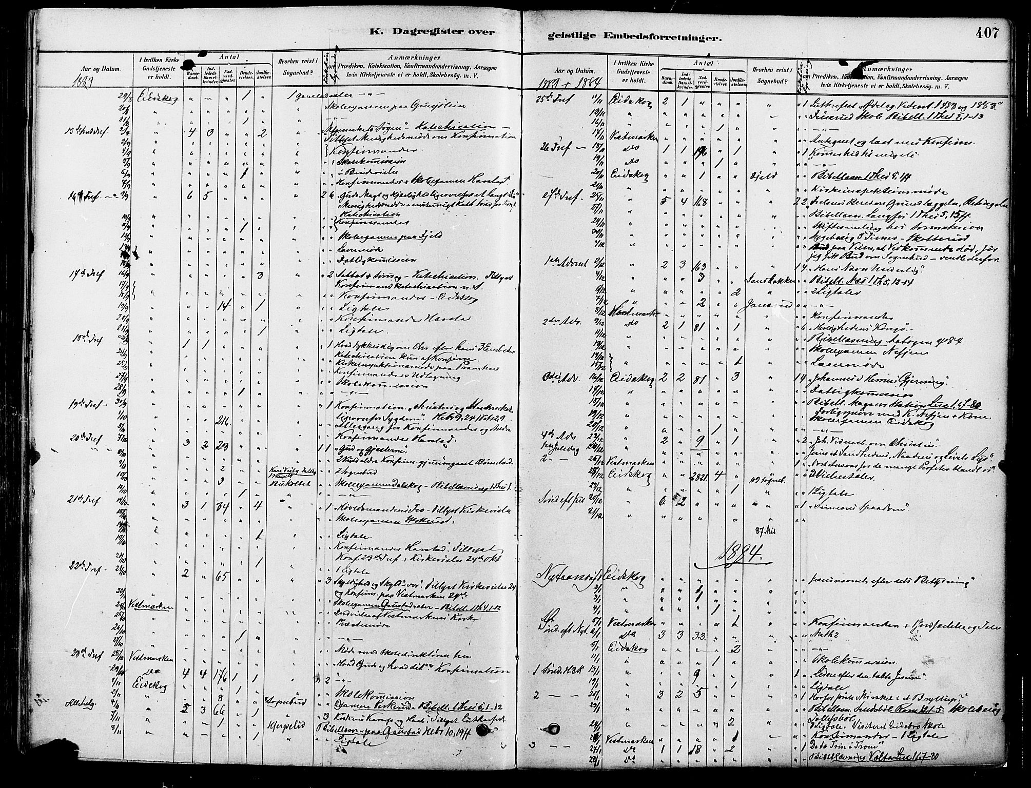 Eidskog prestekontor, SAH/PREST-026/H/Ha/Haa/L0003: Parish register (official) no. 3, 1879-1892, p. 407