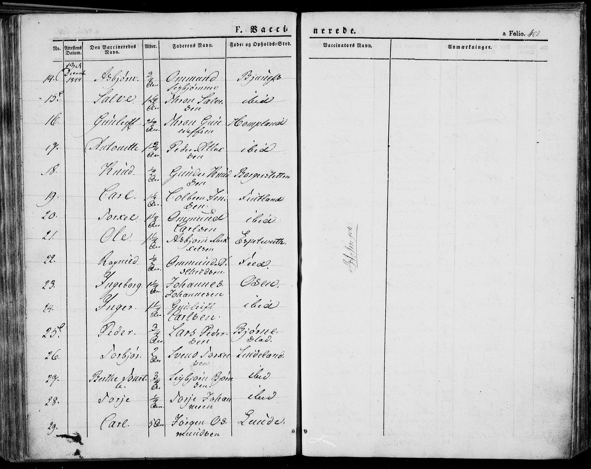 Bakke sokneprestkontor, AV/SAK-1111-0002/F/Fa/Faa/L0004: Parish register (official) no. A 4, 1834-1846, p. 402