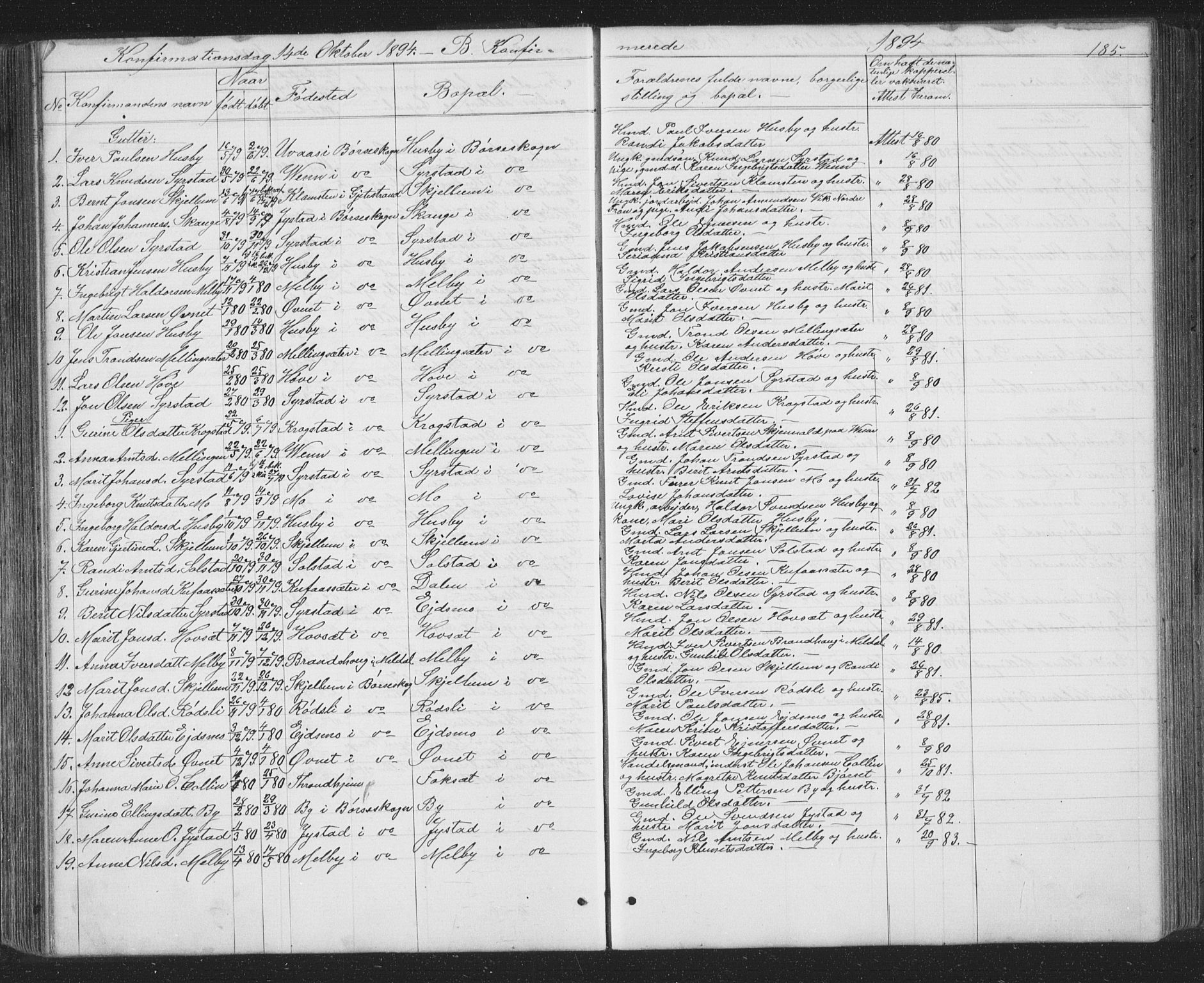 Ministerialprotokoller, klokkerbøker og fødselsregistre - Sør-Trøndelag, SAT/A-1456/667/L0798: Parish register (copy) no. 667C03, 1867-1929, p. 185