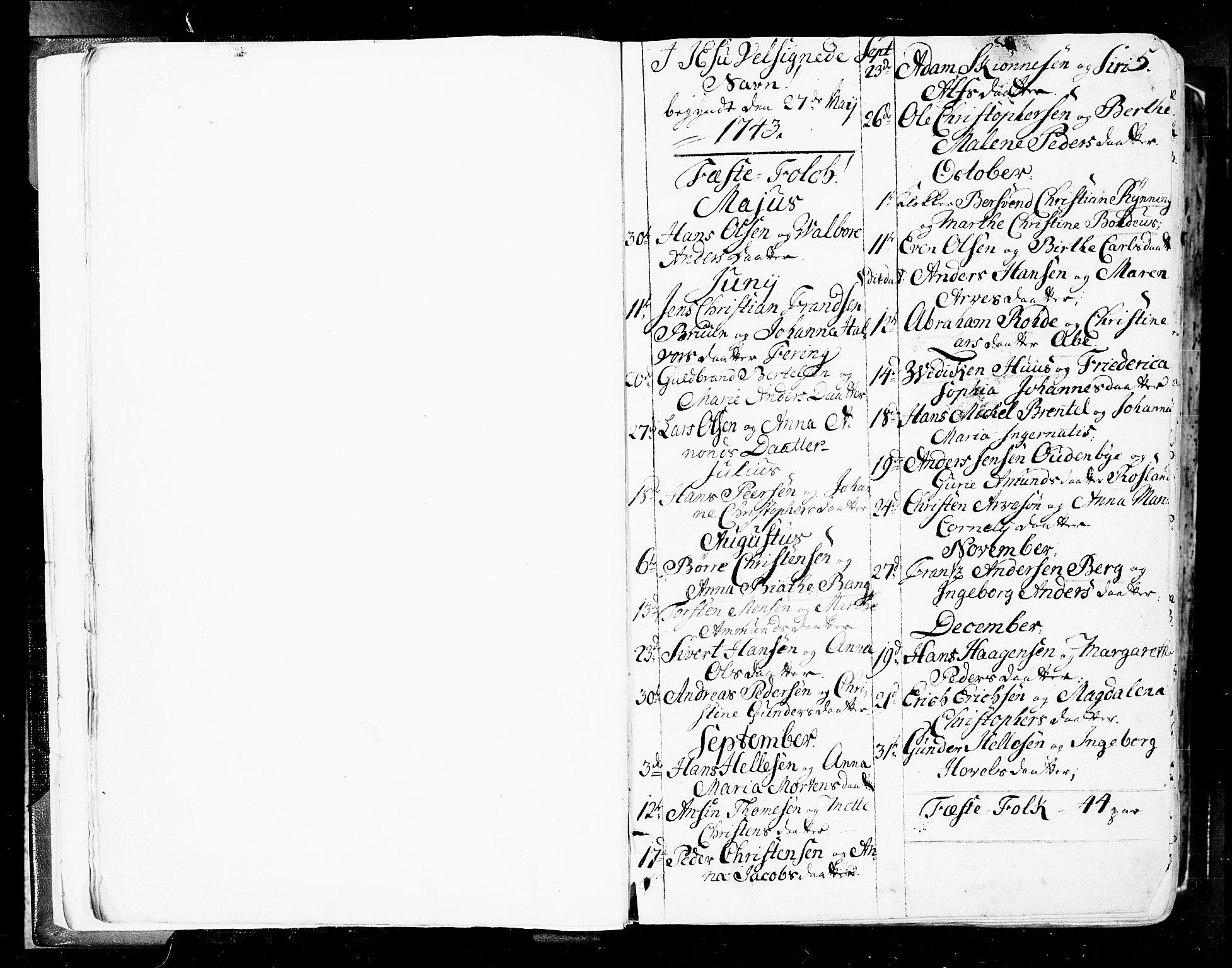 Oslo domkirke Kirkebøker, SAO/A-10752/F/Fa/L0004: Parish register (official) no. 4, 1743-1786, p. 5