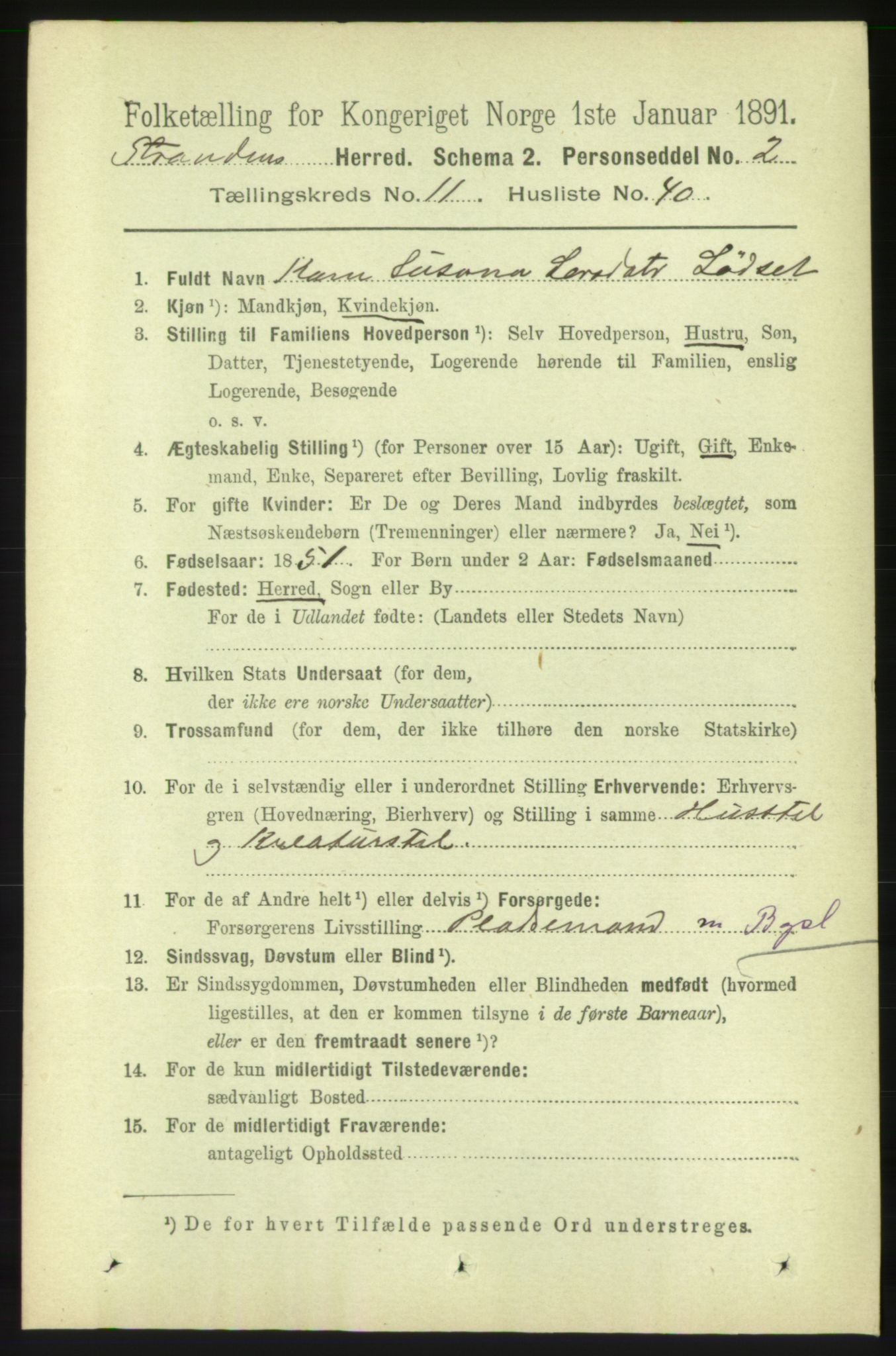 RA, 1891 census for 1525 Stranda, 1891, p. 2492