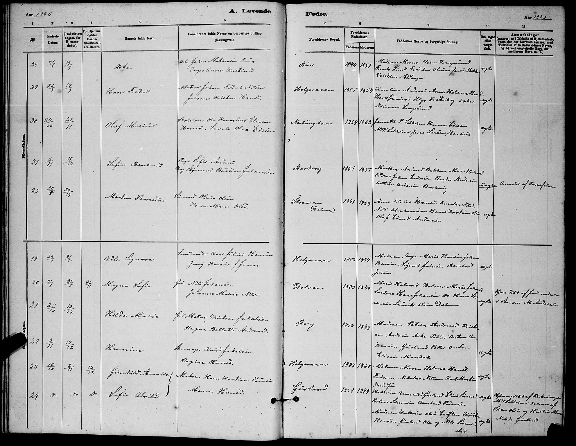 Brunlanes kirkebøker, AV/SAKO-A-342/G/Gb/L0002: Parish register (copy) no. II 2, 1878-1902