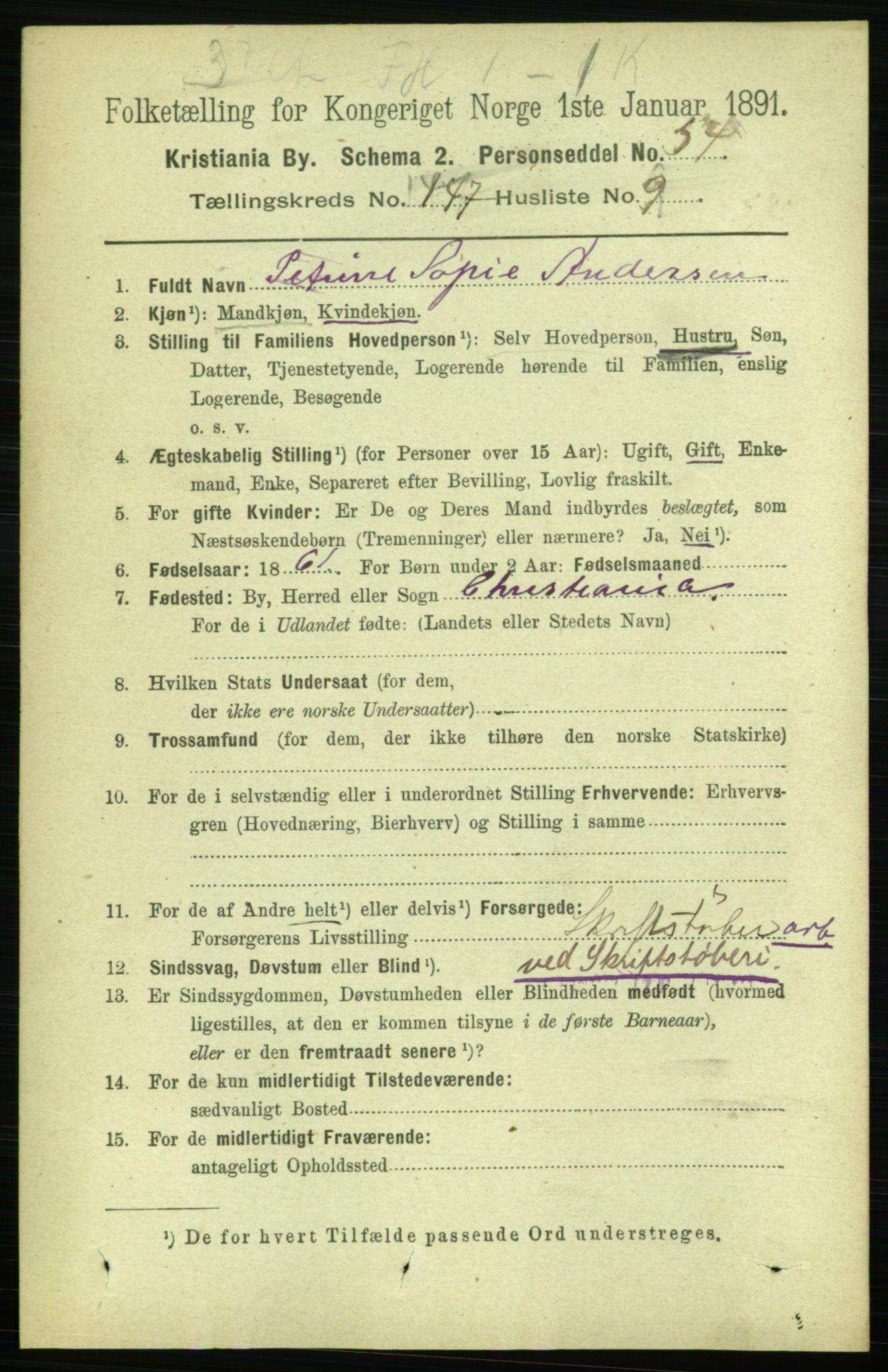 RA, 1891 census for 0301 Kristiania, 1891, p. 81855