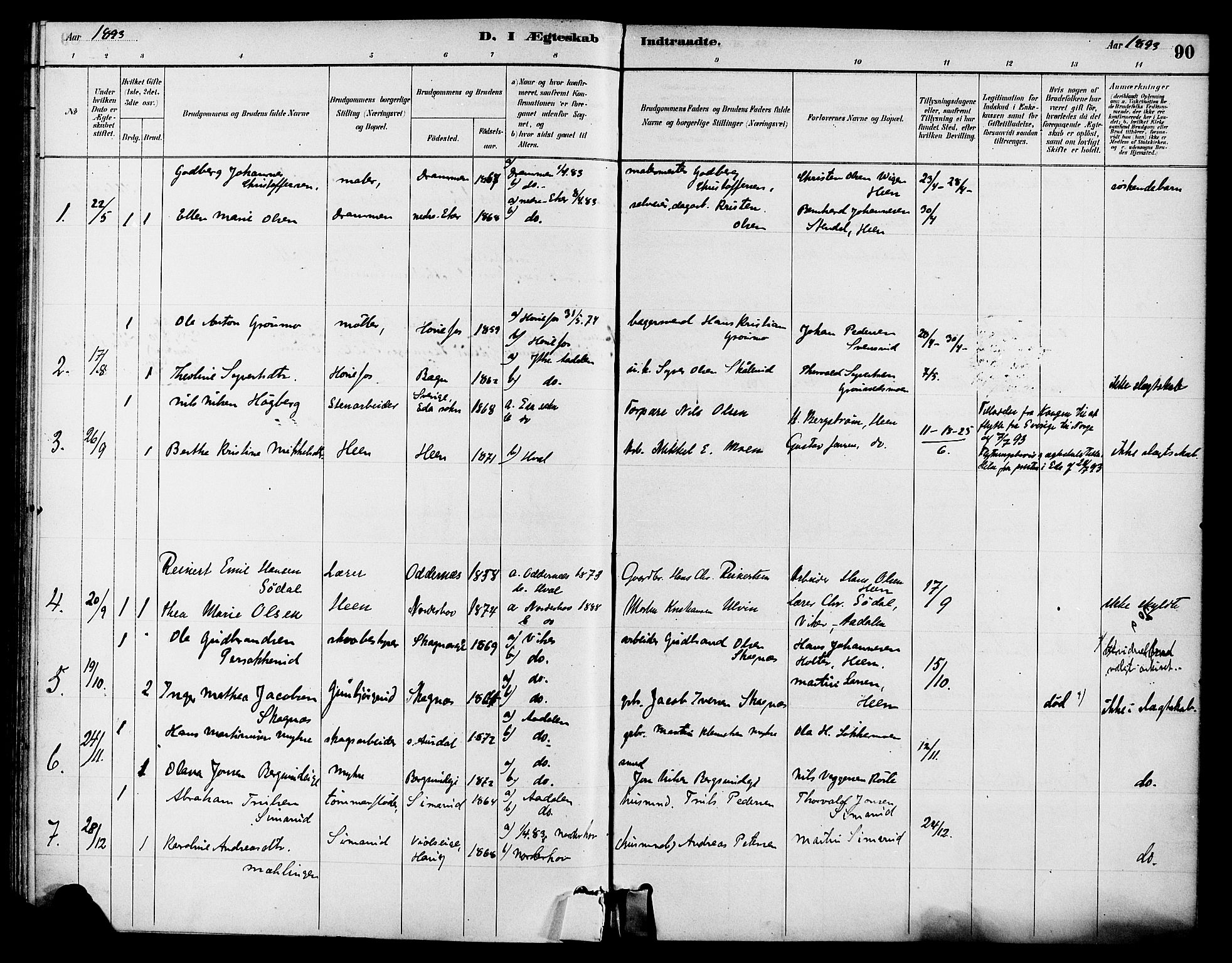 Ådal kirkebøker, SAKO/A-248/F/Fb/L0001: Parish register (official) no. II 1, 1884-1897, p. 90