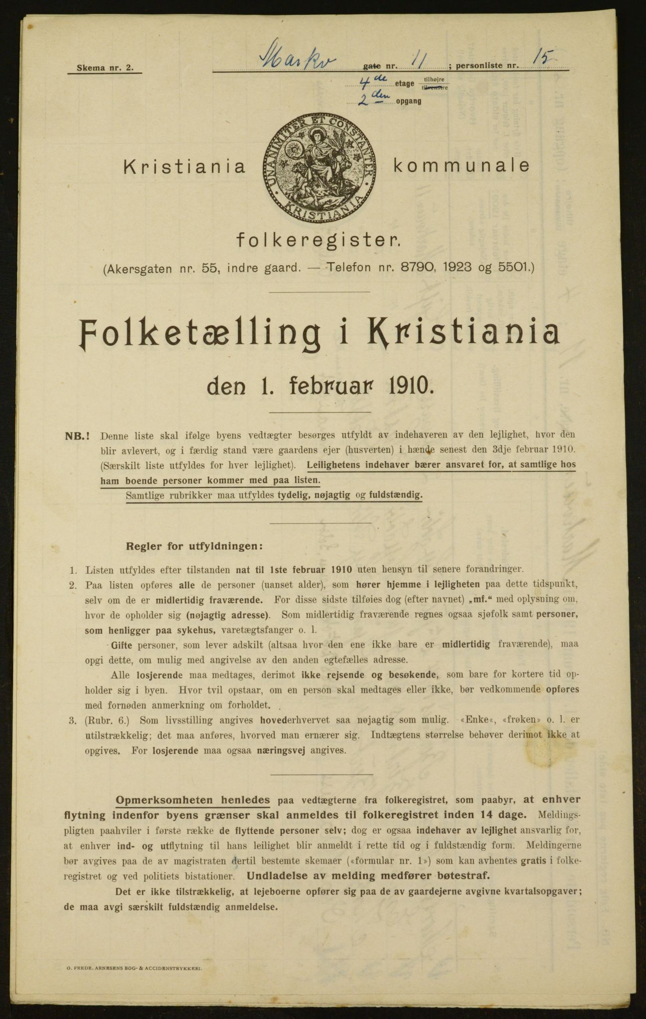 OBA, Municipal Census 1910 for Kristiania, 1910, p. 61153