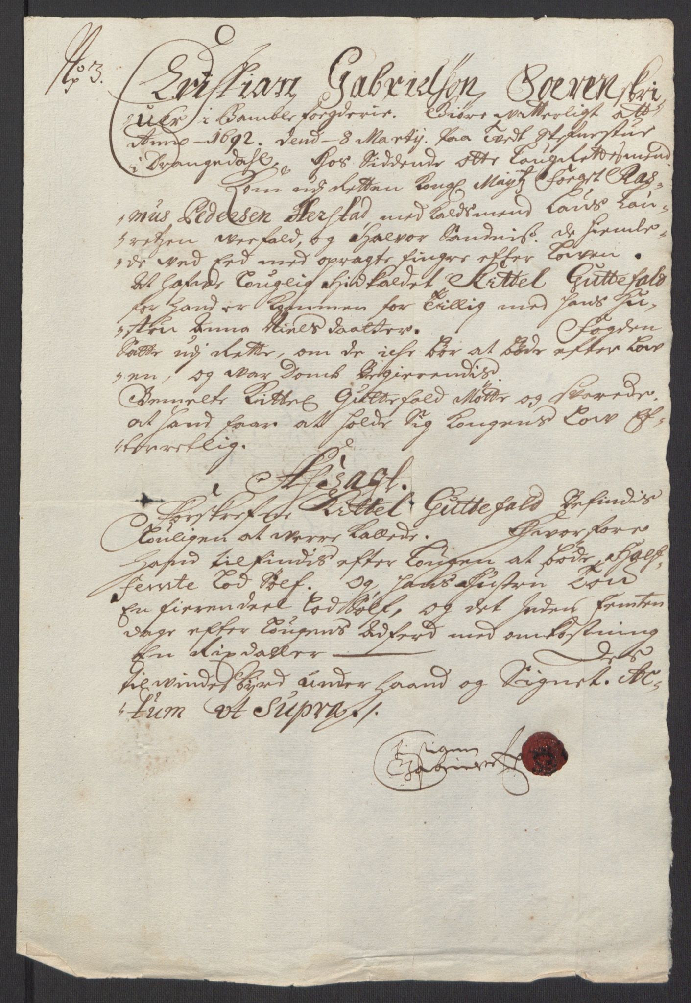 Rentekammeret inntil 1814, Reviderte regnskaper, Fogderegnskap, AV/RA-EA-4092/R34/L2052: Fogderegnskap Bamble, 1692-1693, p. 42