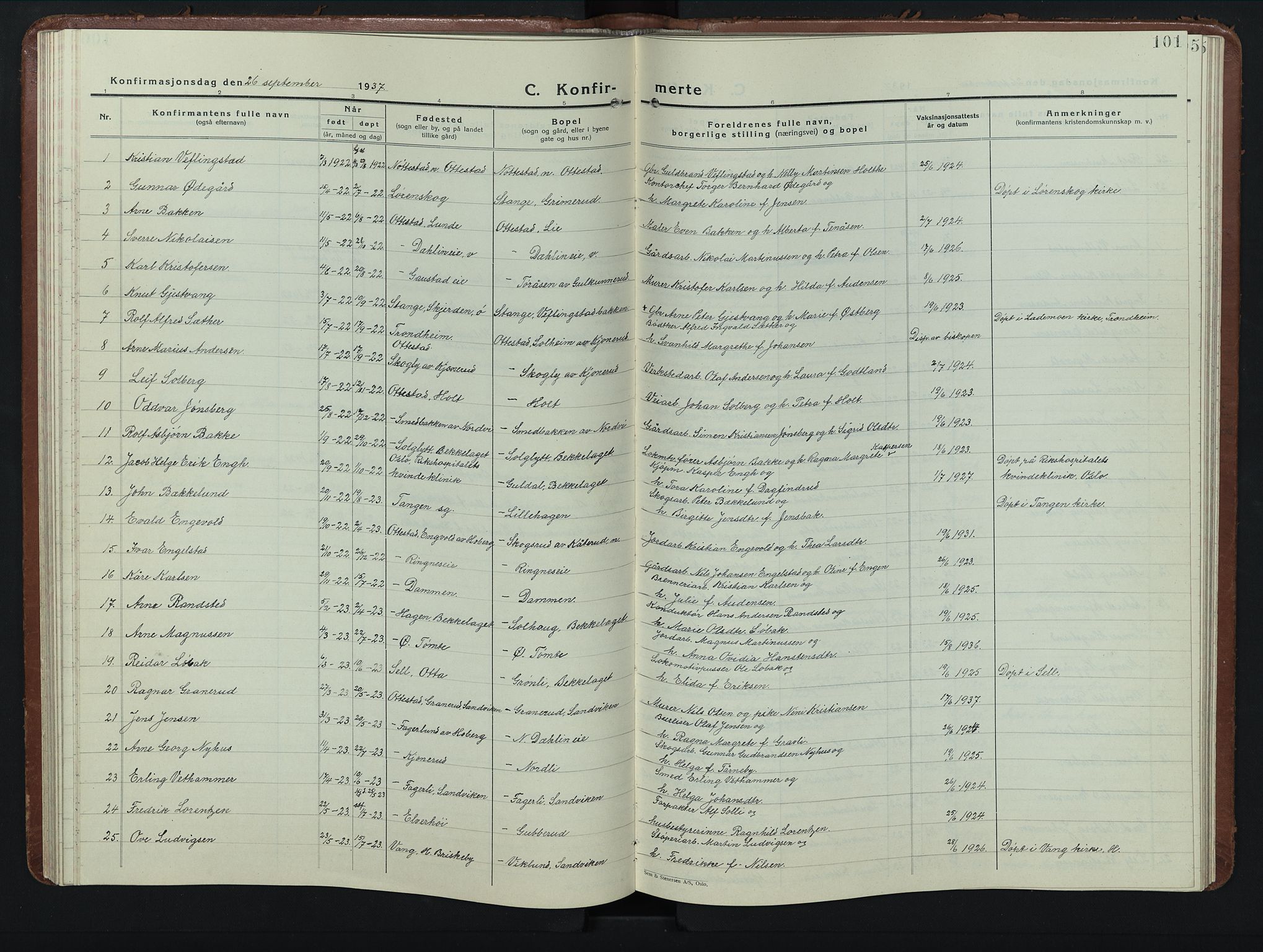 Stange prestekontor, SAH/PREST-002/L/L0019: Parish register (copy) no. 19, 1929-1947, p. 101
