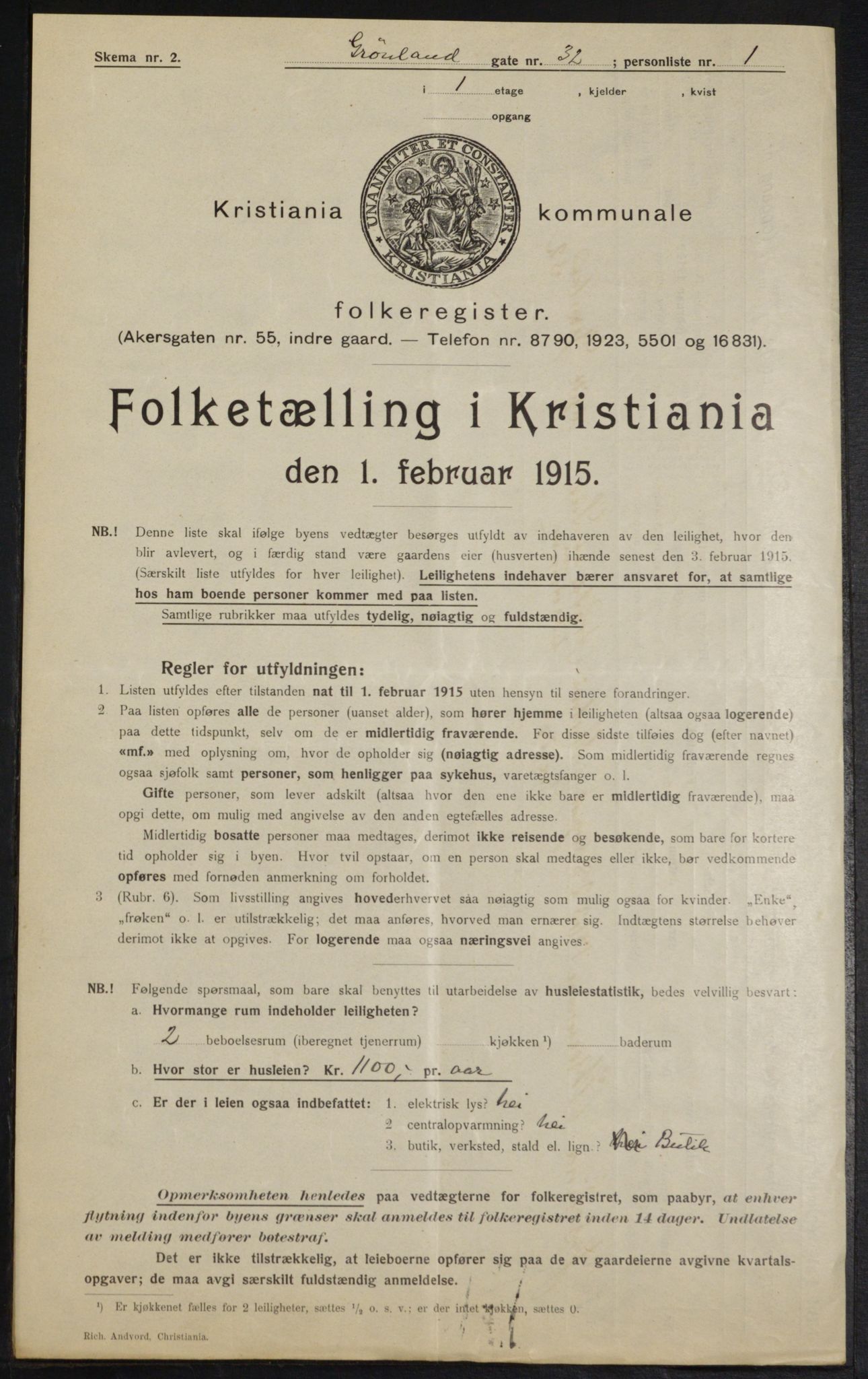 OBA, Municipal Census 1915 for Kristiania, 1915, p. 31150