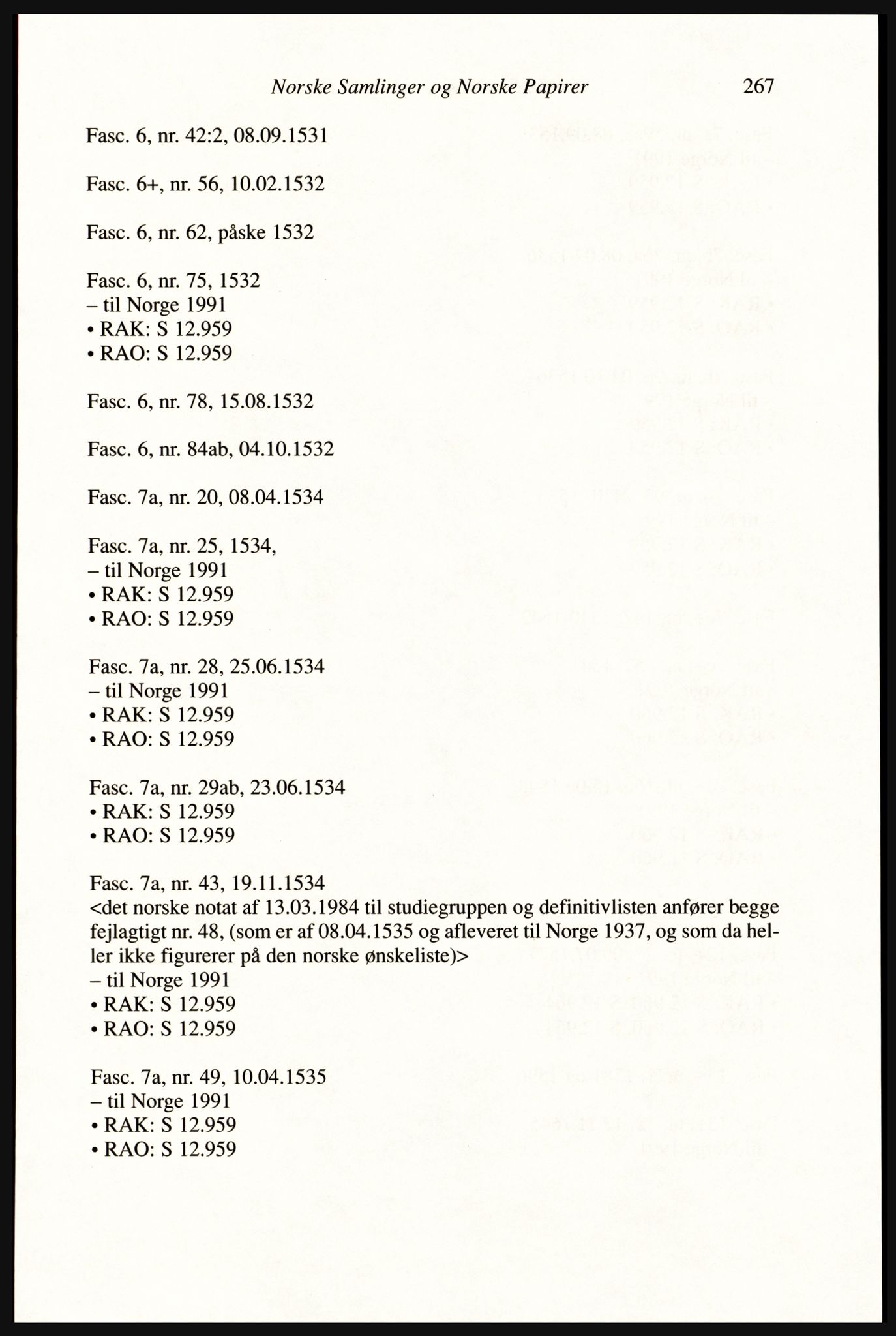Publikasjoner utgitt av Arkivverket, PUBL/PUBL-001/A/0002: Erik Gøbel: NOREG, Tværregistratur over norgesrelevant materiale i Rigsarkivet i København (2000), 2000, p. 269
