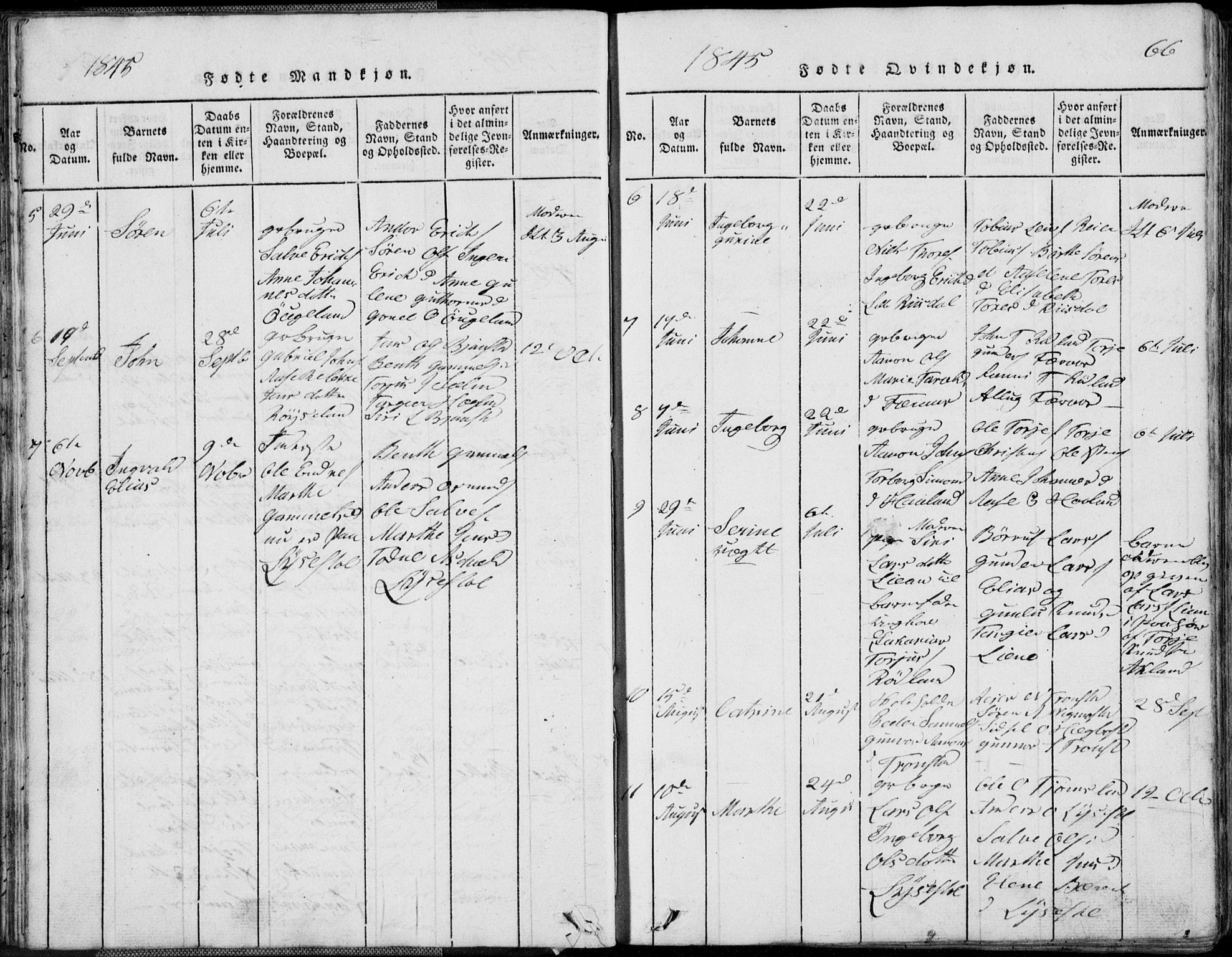 Nord-Audnedal sokneprestkontor, AV/SAK-1111-0032/F/Fb/Fbb/L0001: Parish register (copy) no. B 1, 1816-1858, p. 66