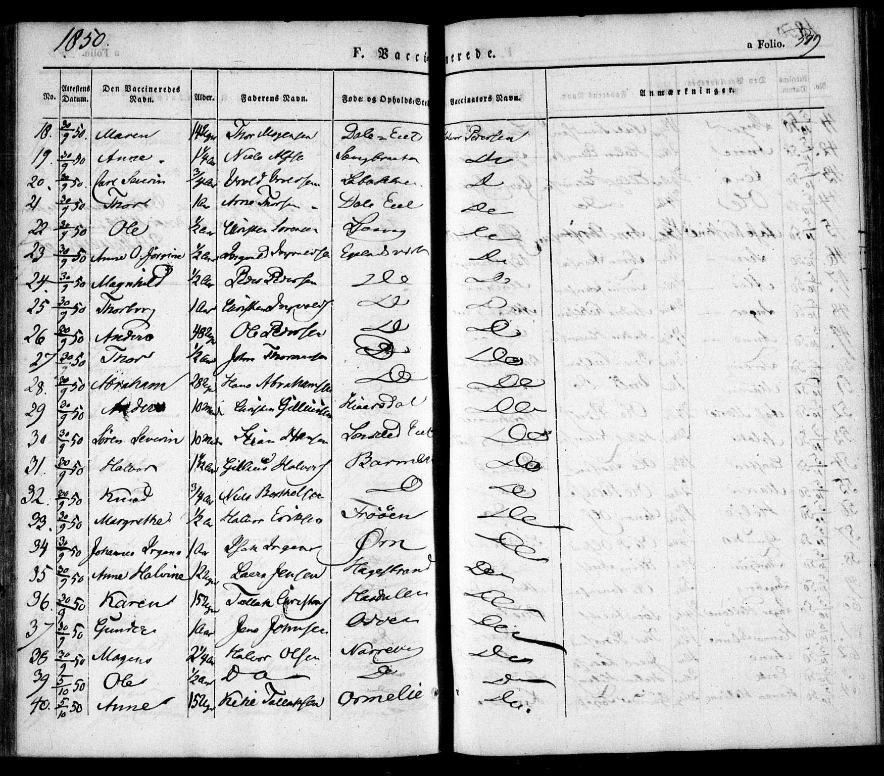 Søndeled sokneprestkontor, SAK/1111-0038/F/Fa/L0002: Parish register (official) no. A 2, 1839-1860, p. 519