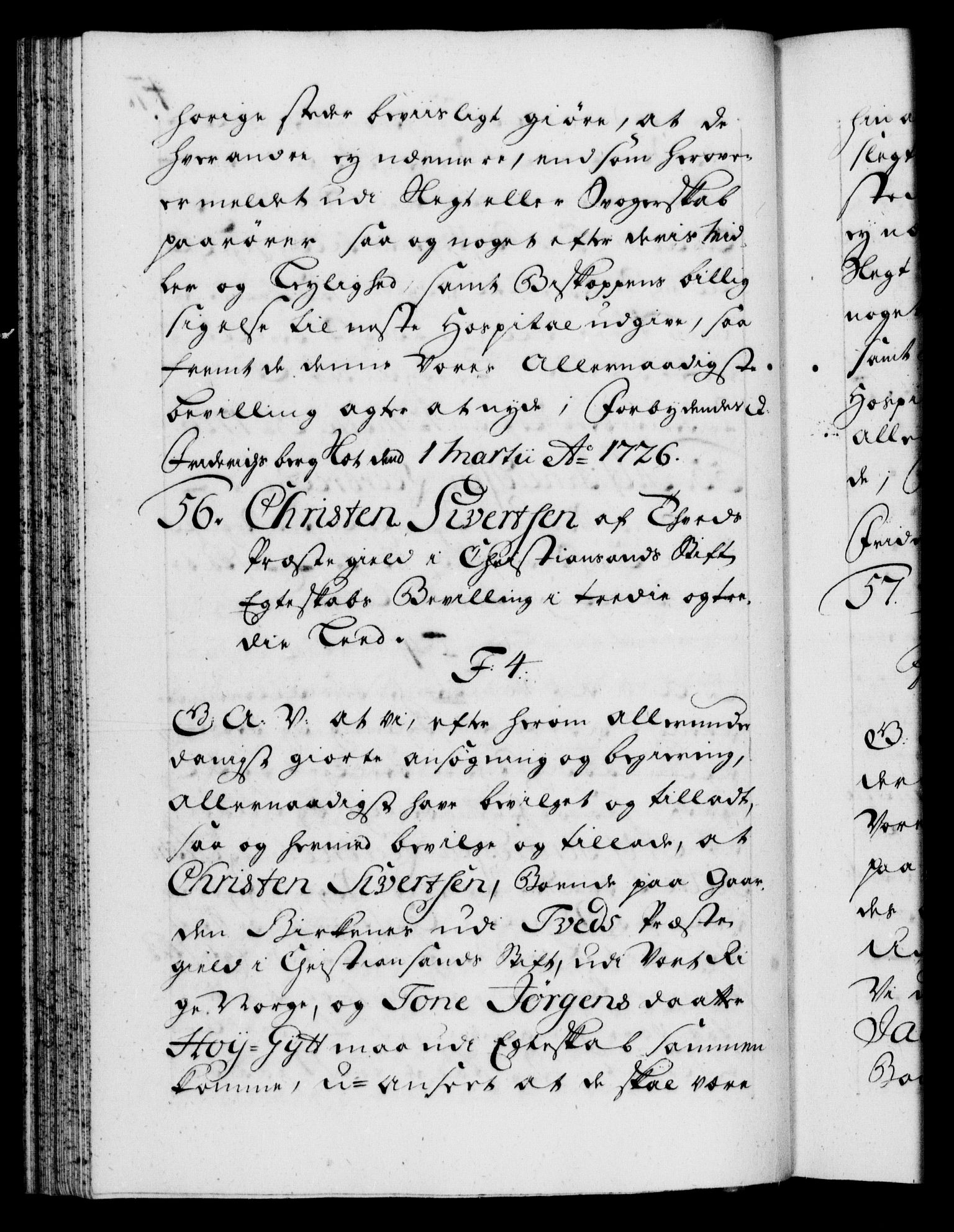 Danske Kanselli 1572-1799, AV/RA-EA-3023/F/Fc/Fca/Fcaa/L0025: Norske registre, 1726-1728, p. 47b