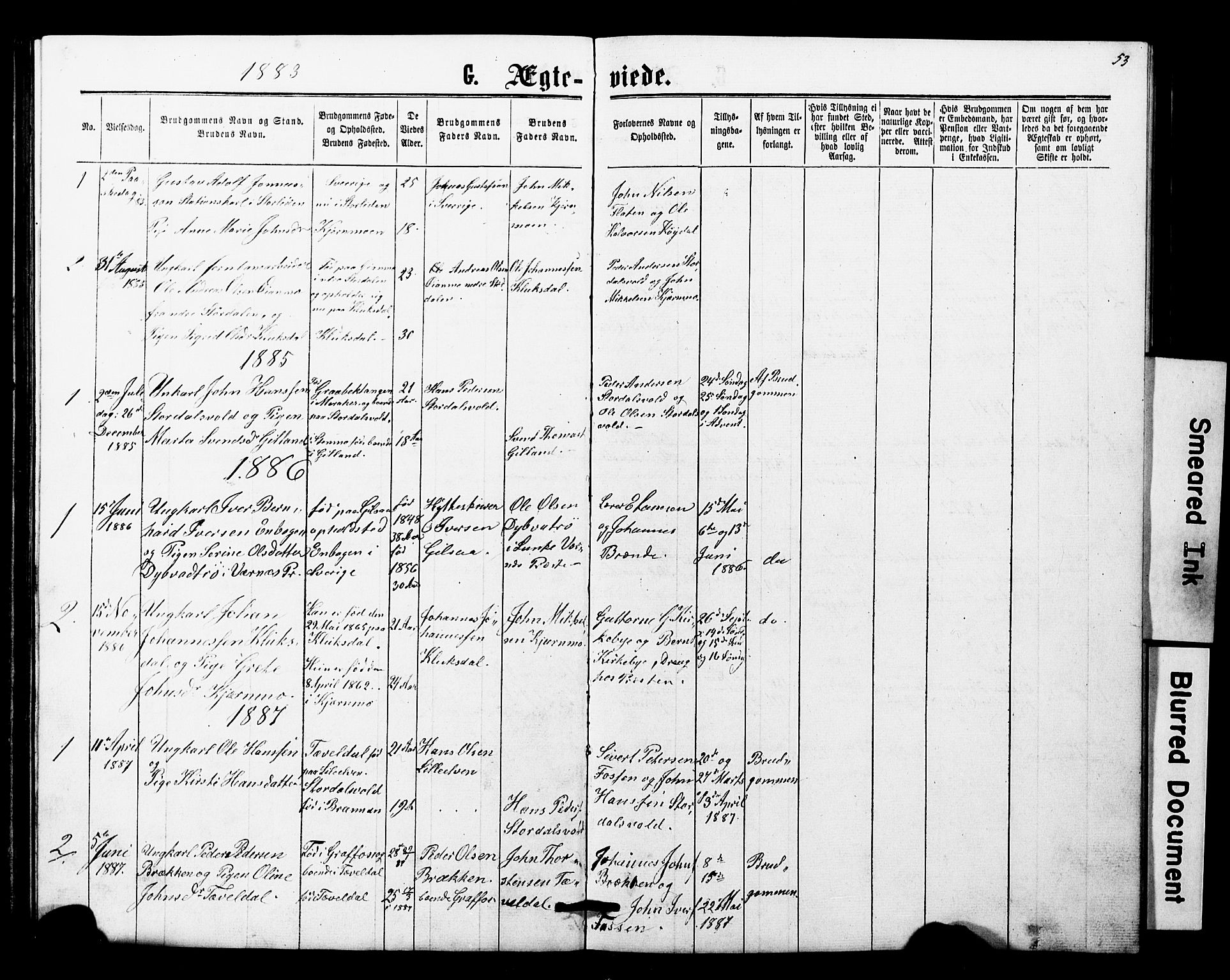 Ministerialprotokoller, klokkerbøker og fødselsregistre - Nord-Trøndelag, SAT/A-1458/707/L0052: Parish register (copy) no. 707C01, 1864-1897, p. 53